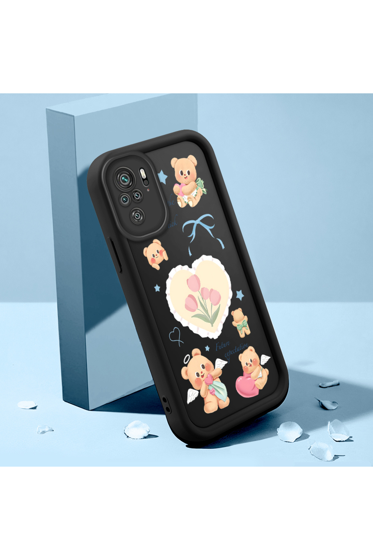 Xiaomi Redmi Note 10 4G Compatible Shockproof Black Silicone Case with Cute Pattern