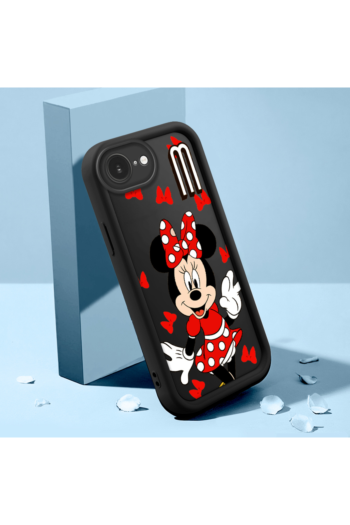 black Silicone Shockproof Phone Case with Cartoon Pattern for iPhone 16e