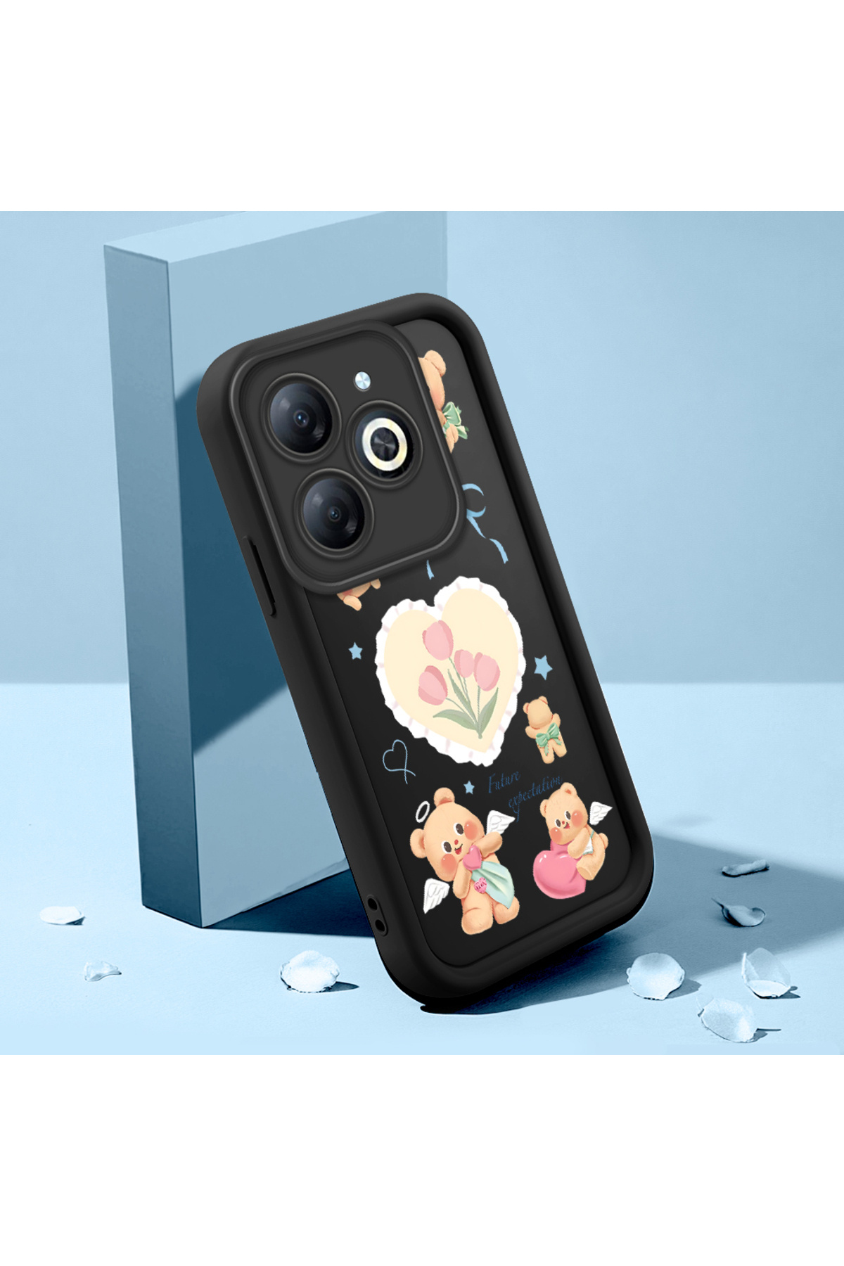 Infinix Smart 8/8 Pro Compatible Shockproof Black Silicone Case with Cute Pattern