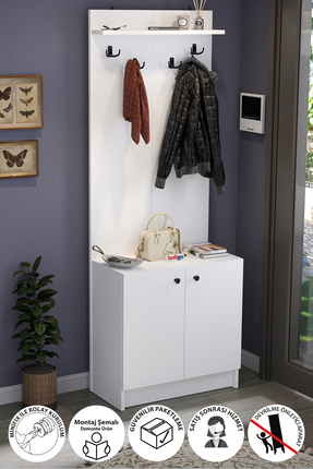 Bofigo 2 Kapaklı Portmanto Elbise Askılığı Vestiyer Ayakkabılık Askılık Güneş...