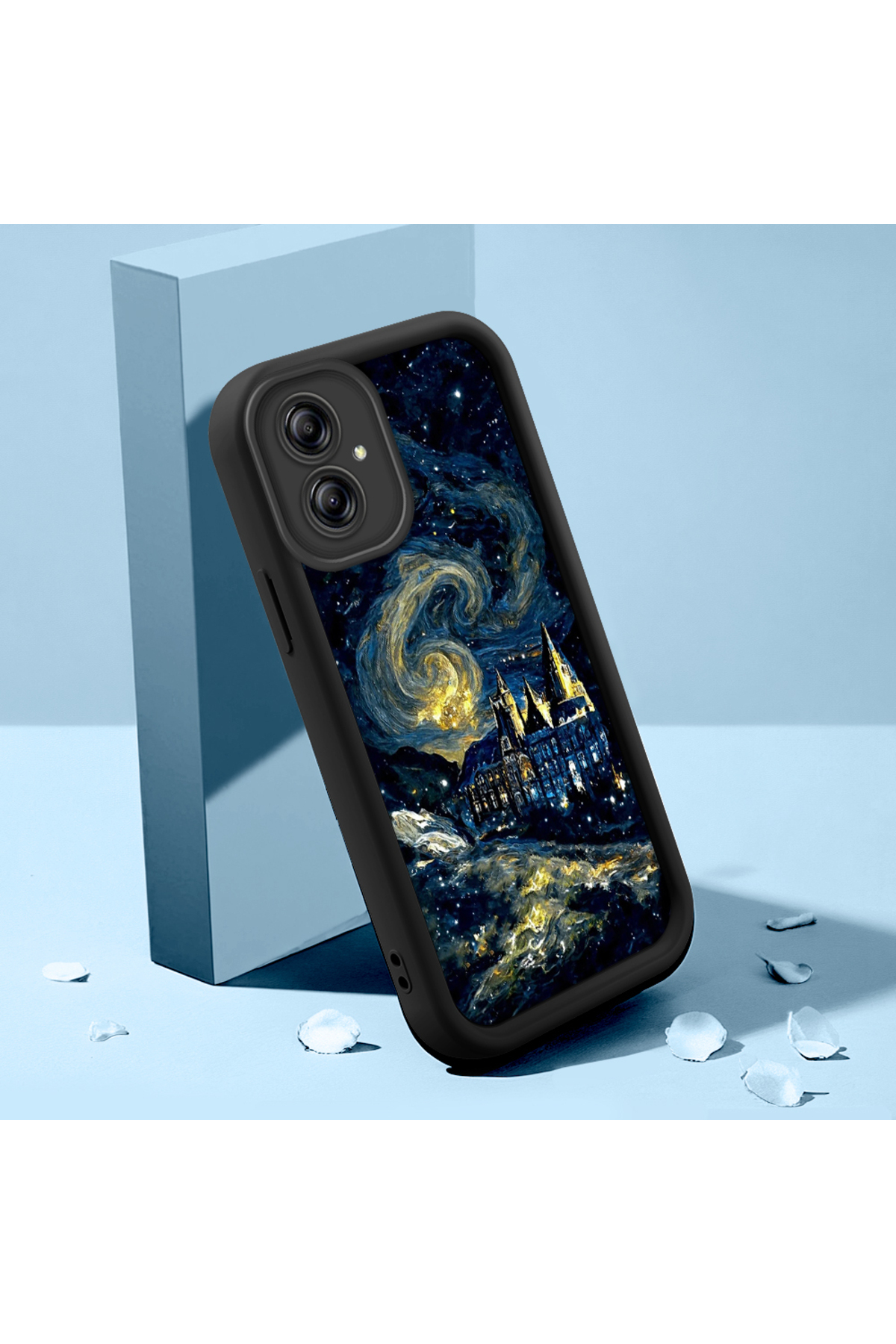 Samsung Galaxy A04e Compatible Enchanting Sky Patterned Black Silicone Case