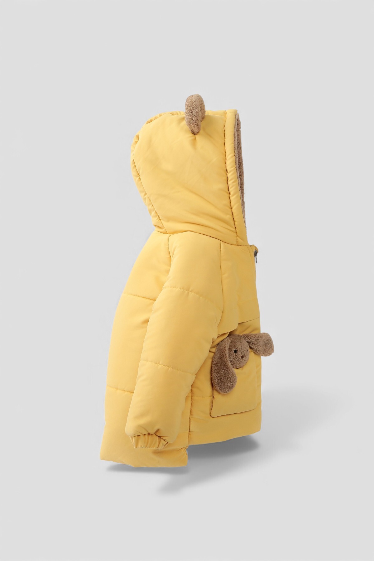 Midimod Gold 2-7 Yaş Arası Pelüş Tavşanlı Polar Kalın Kız Çocuk Kaban fotoğrafı 2 (önizleme)