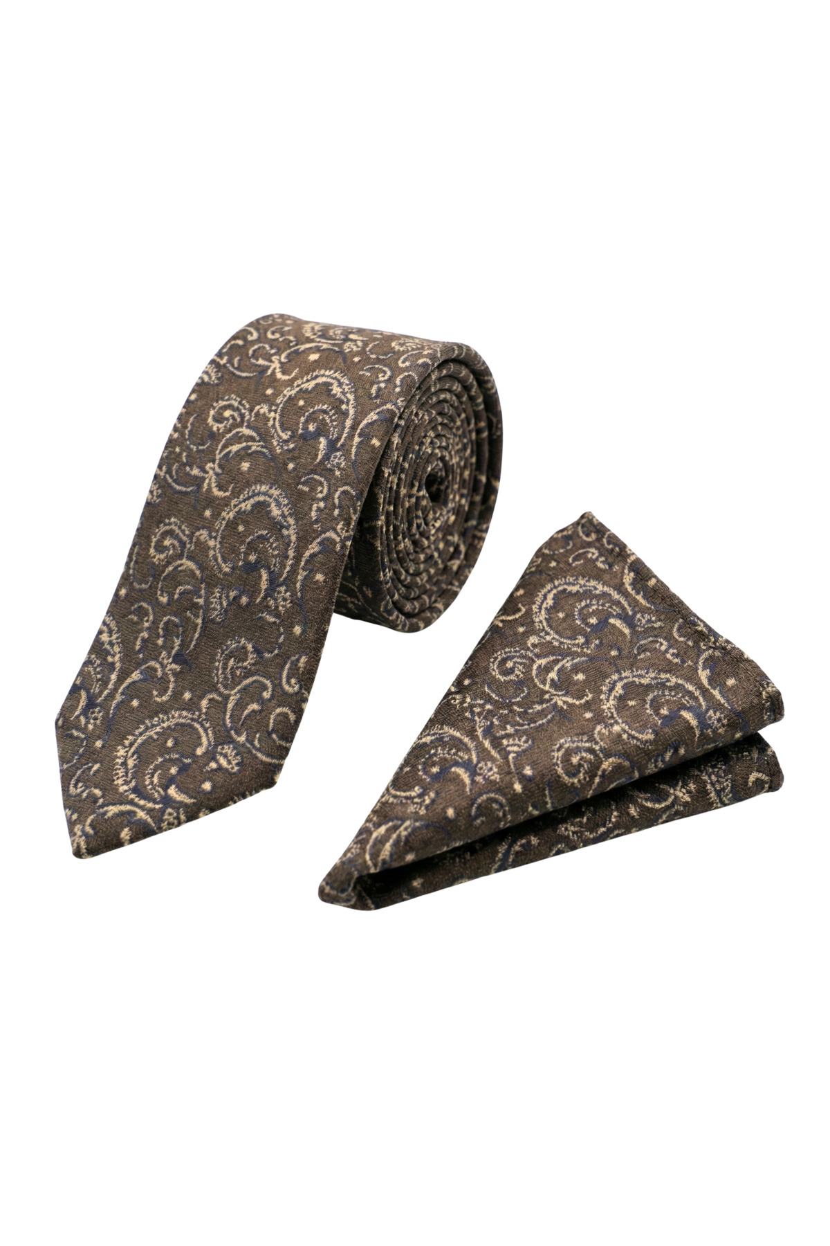 Elegante Cravatte  Şal Desen Dokuma Kutulu Kravat Ve Cep Mendili - Görsel 4