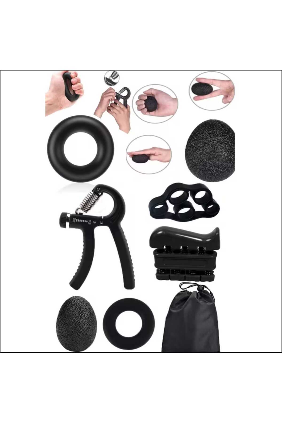 Vi Caro 5li El ve Parmak Güçlendirici Set Ayarlanabilir El Yayı Stres Topu Fitness El Egzersizi Kavrama Gücü