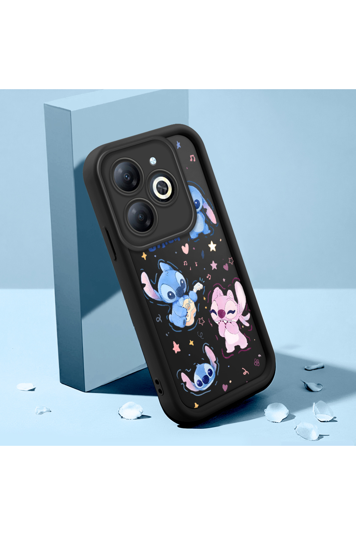 Tecno Spark 20/20C Compatible Black Silicone Stitch Pattern Shock Absorber Pouch