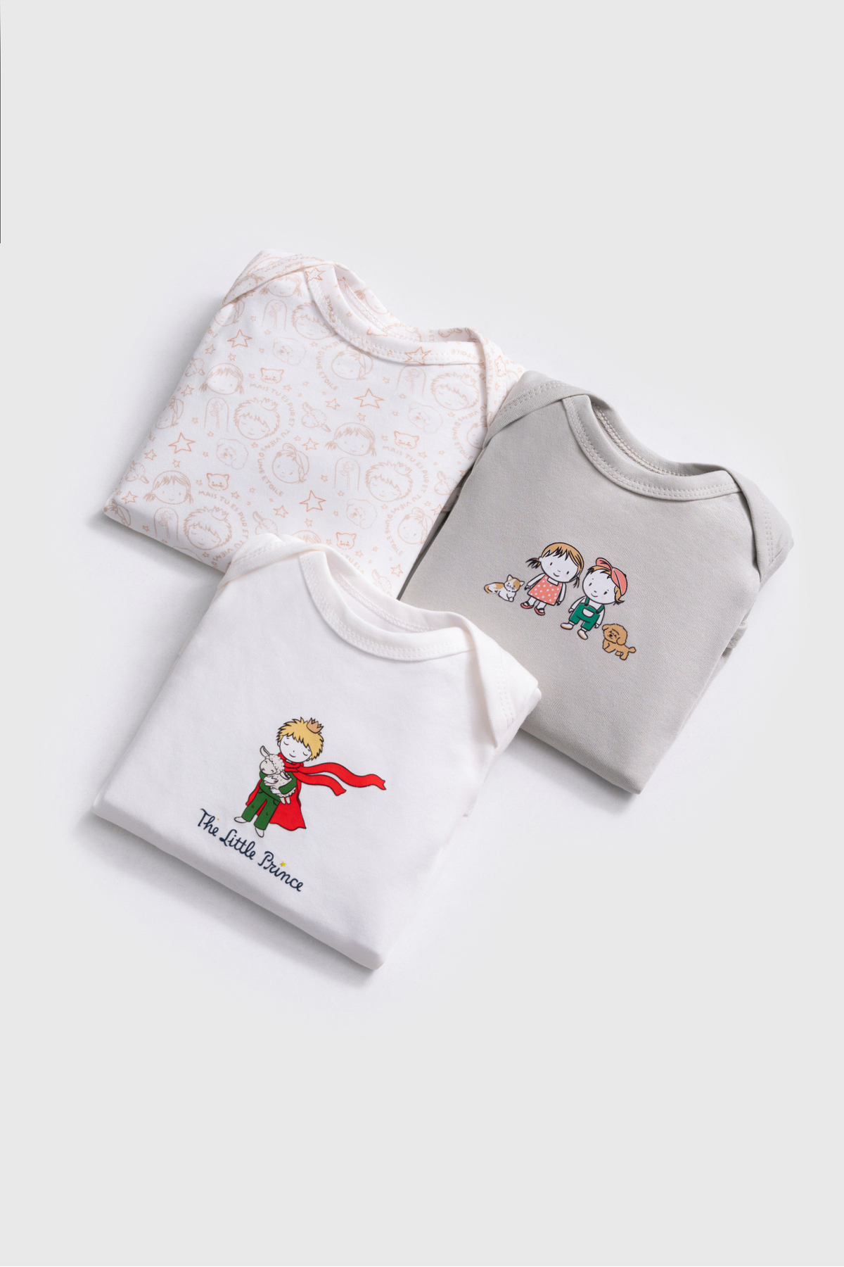 Baby boy bodysuit set 3pcs with little prince, Maya and Luca character print