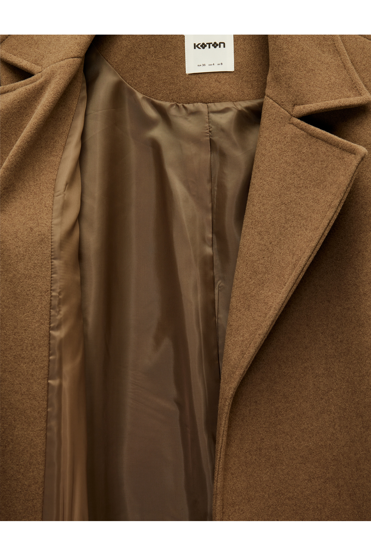 Koton  Kemerli Uzun Kaşe Kaban Cepli Uzun Kollu - Görsel 7