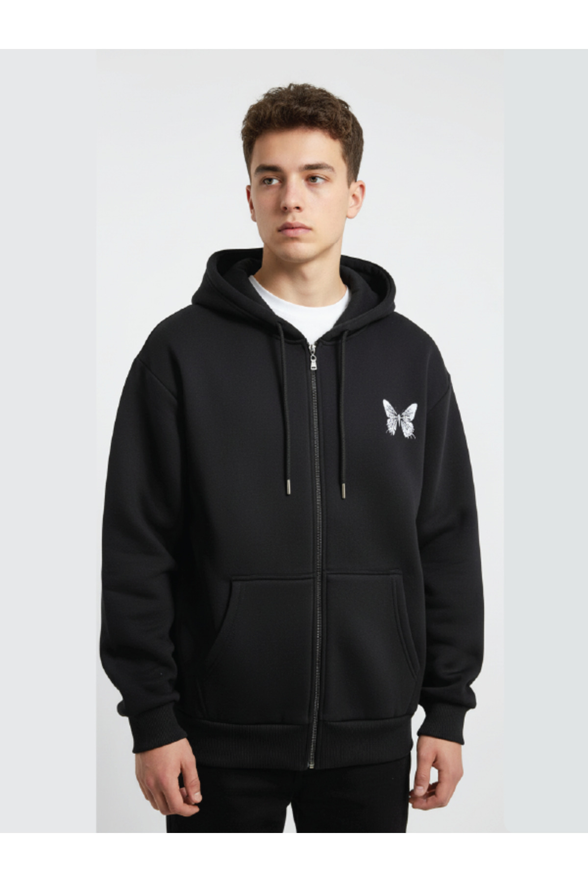 WEAR Unisex Baskılı Fermuarlı Hırka – Rahat Kesim Sweatshirt Hırka