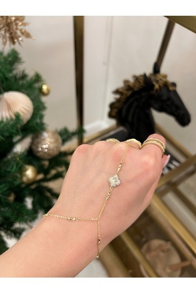 DORE Zirkon Taşlı Motifli Gold Şahmeran