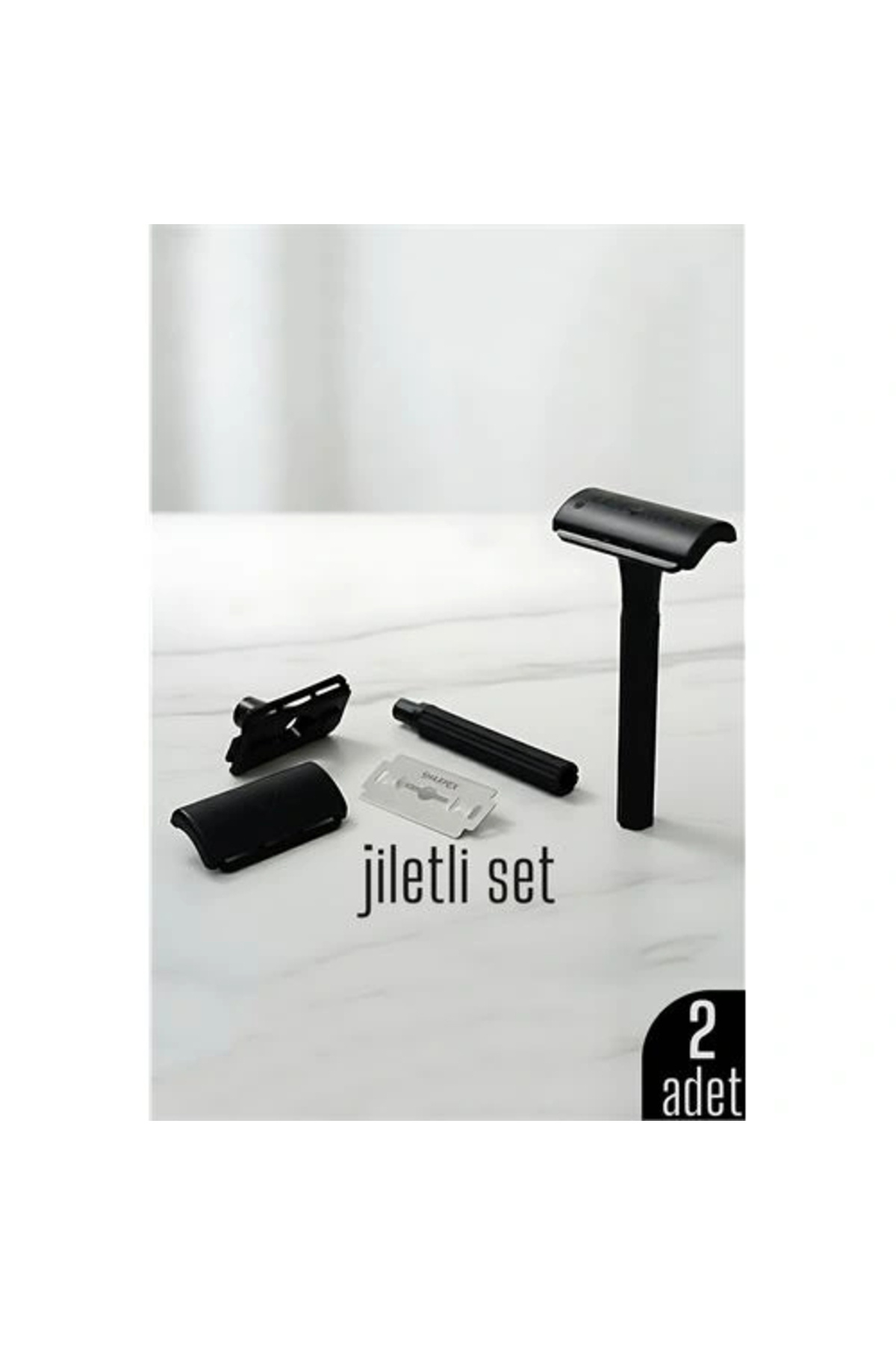 CANSA 2'li Şık Siyah Plastik Tıraş Aleti – Manuel Tıraş Bıçağı , Jiletli Ergonomik Saplı