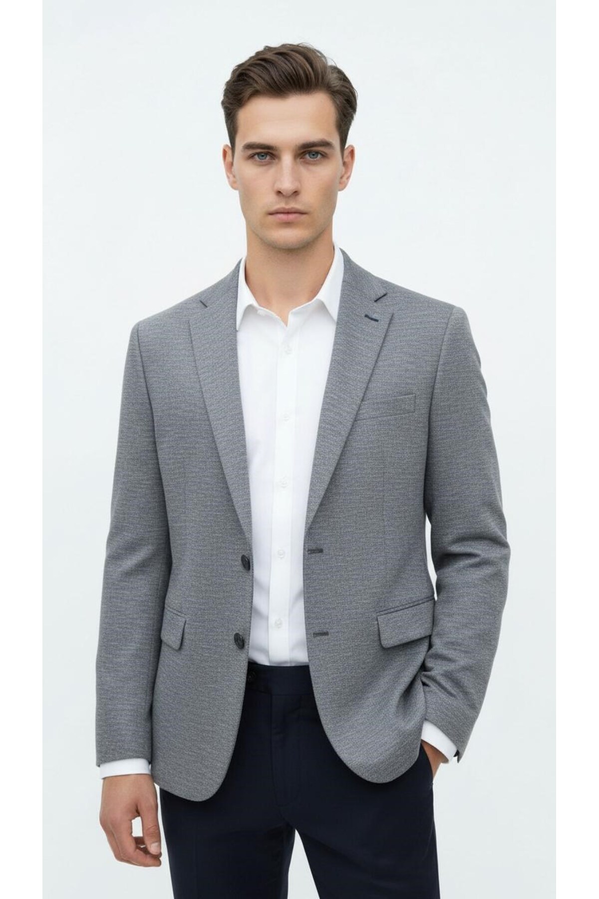 Plus Scorpion  Erkek Esnek Kumaş Slim Fit Blazer Ceket – Günlük & Ofis Şıklığı - Görsel 3