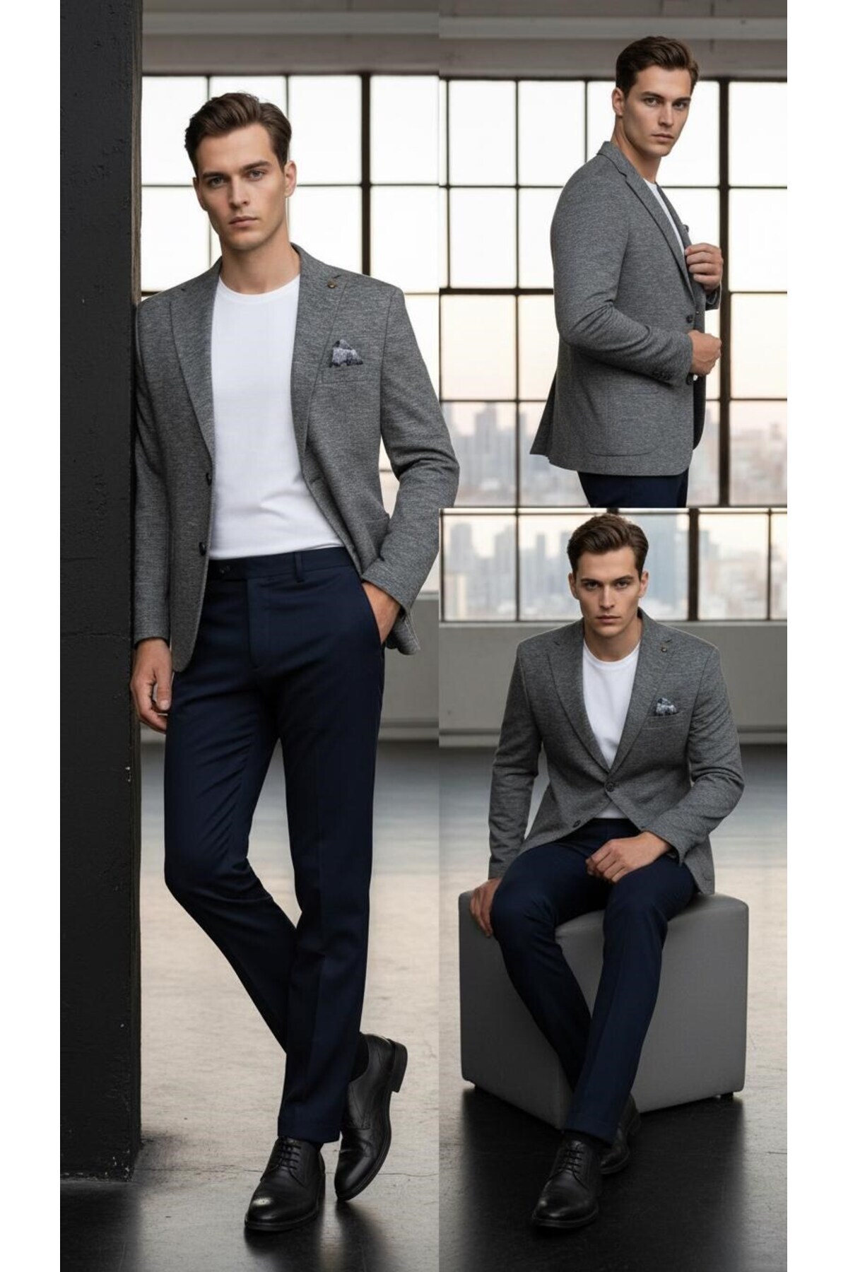 Plus Scorpion Erkek Esnek Kumaş Slim Fit Blazer Ceket, Günlük & Ofis Şıklığı görsel 4