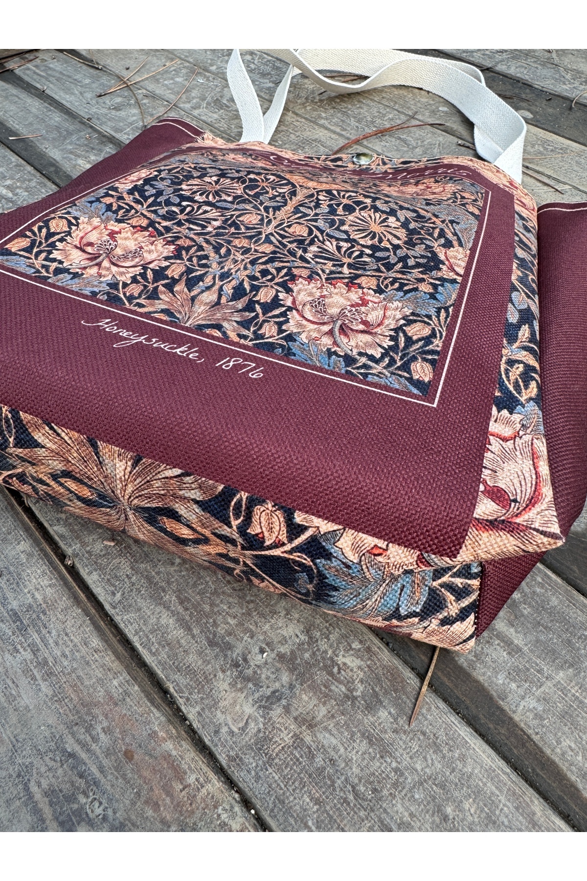 pamukcanta William Morris Kanvas Bez Çanta Yıkanabilir Metal Çıtçıtlı Cepli görsel 4