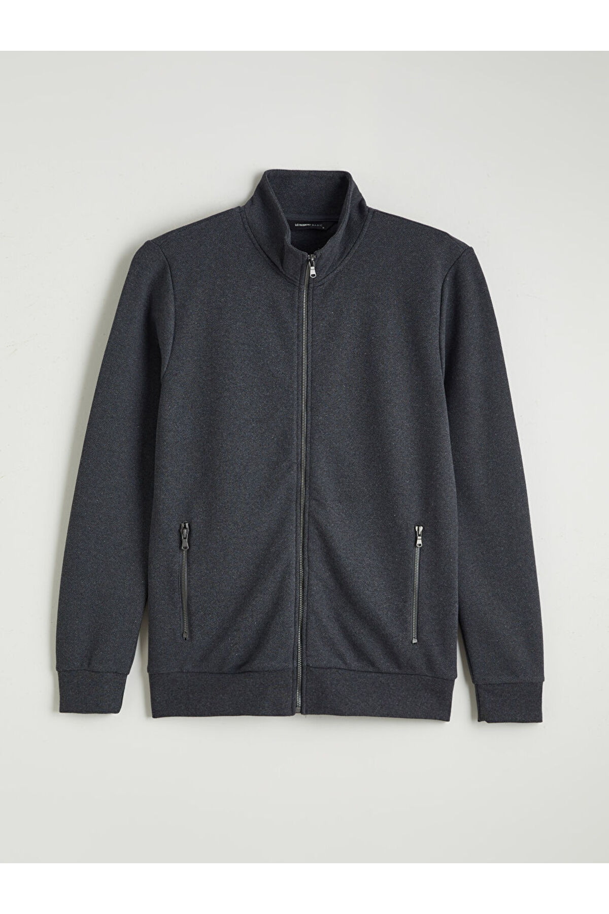 LC Waikiki  Antrasit Standart Kalıp Dik Yaka Erkek Fermuarlı Sweatshirt - Görsel 5
