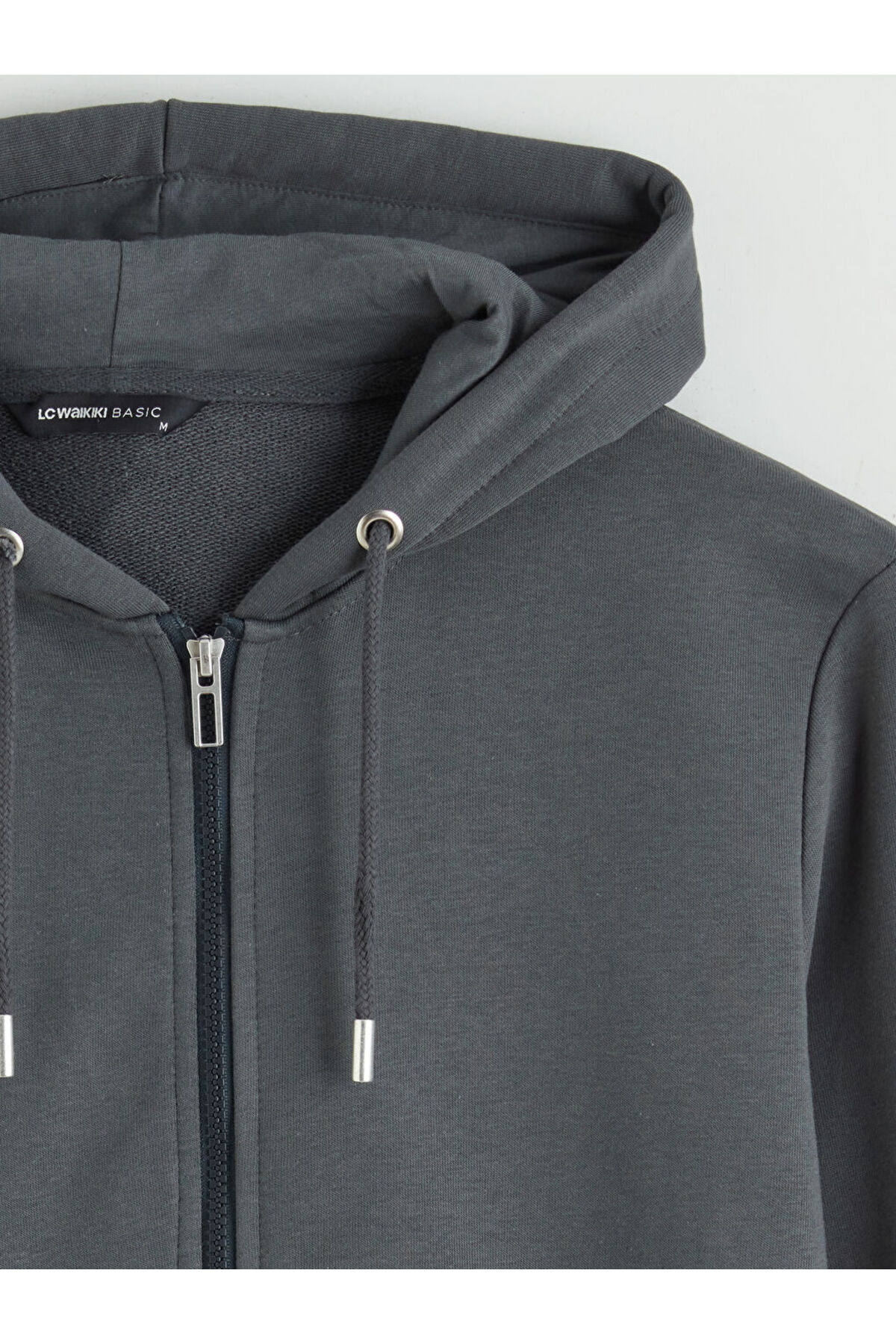 LC Waikiki PATENTH'DEN Antrasit Standart Kalıp Kapüşonlu Erkek Fermuarlı Sweatshirt görsel 2
