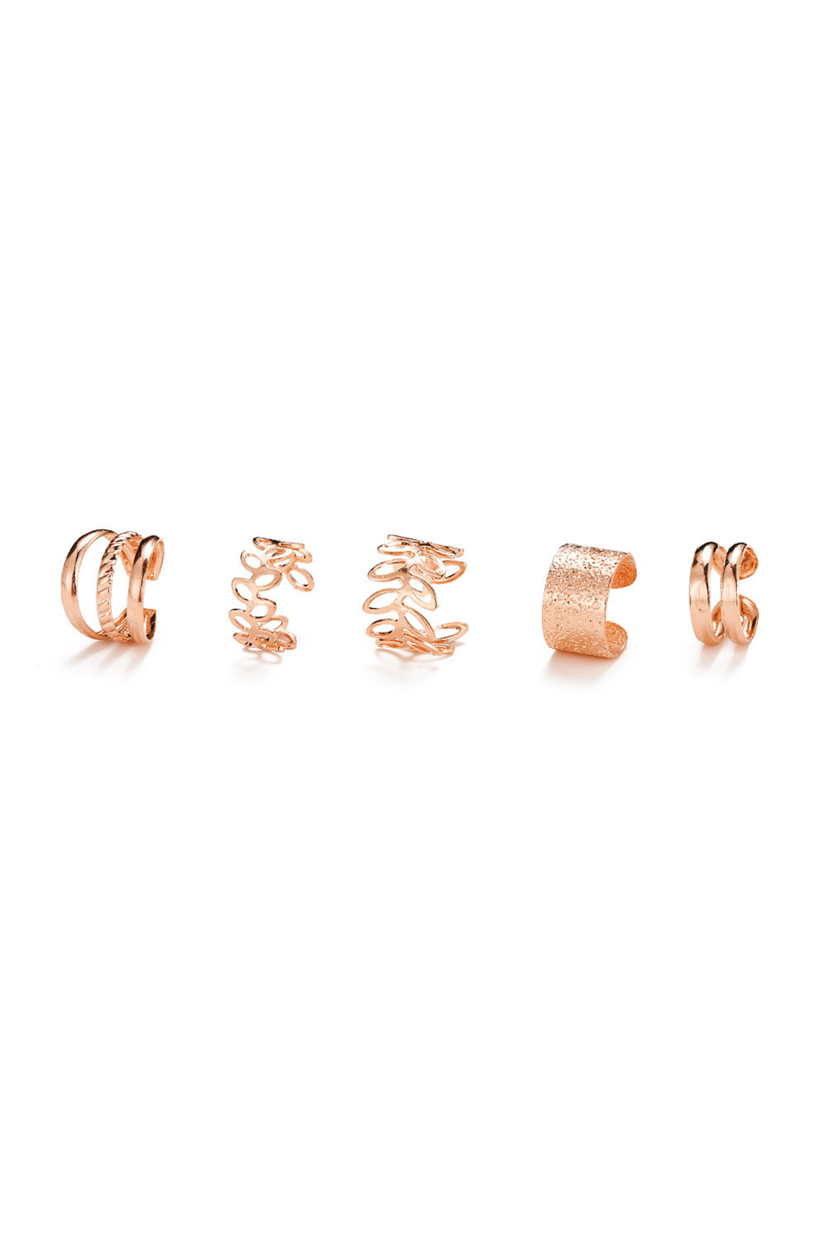 Choice rose gold 5pcs/set Retro Multi-element Leaf Geometric Ear Cuff Non-Pie...