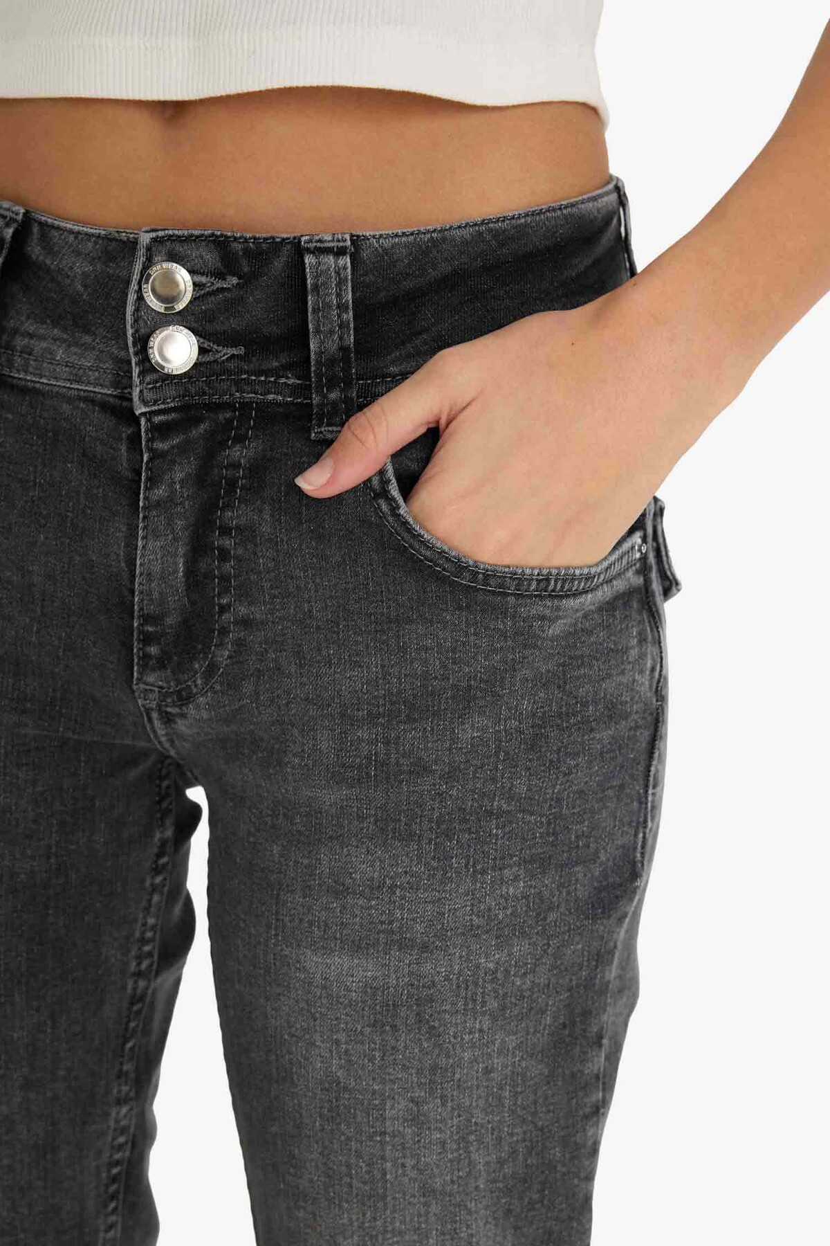 DeFacto Antrasit Kadın Jean Pantolon G2527AX/NM36 görsel 3
