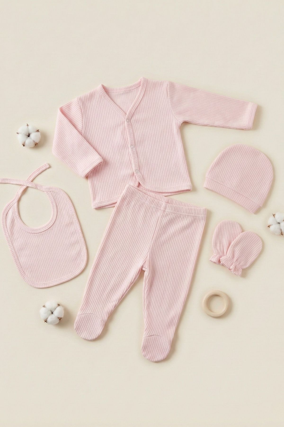 5pcs Solid Color 100% Cotton Newborn Baby Set Newborn Baby Hospital Pack