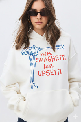 Marwah collection Kadın More Spaghetti Sweatshirt Beyaz