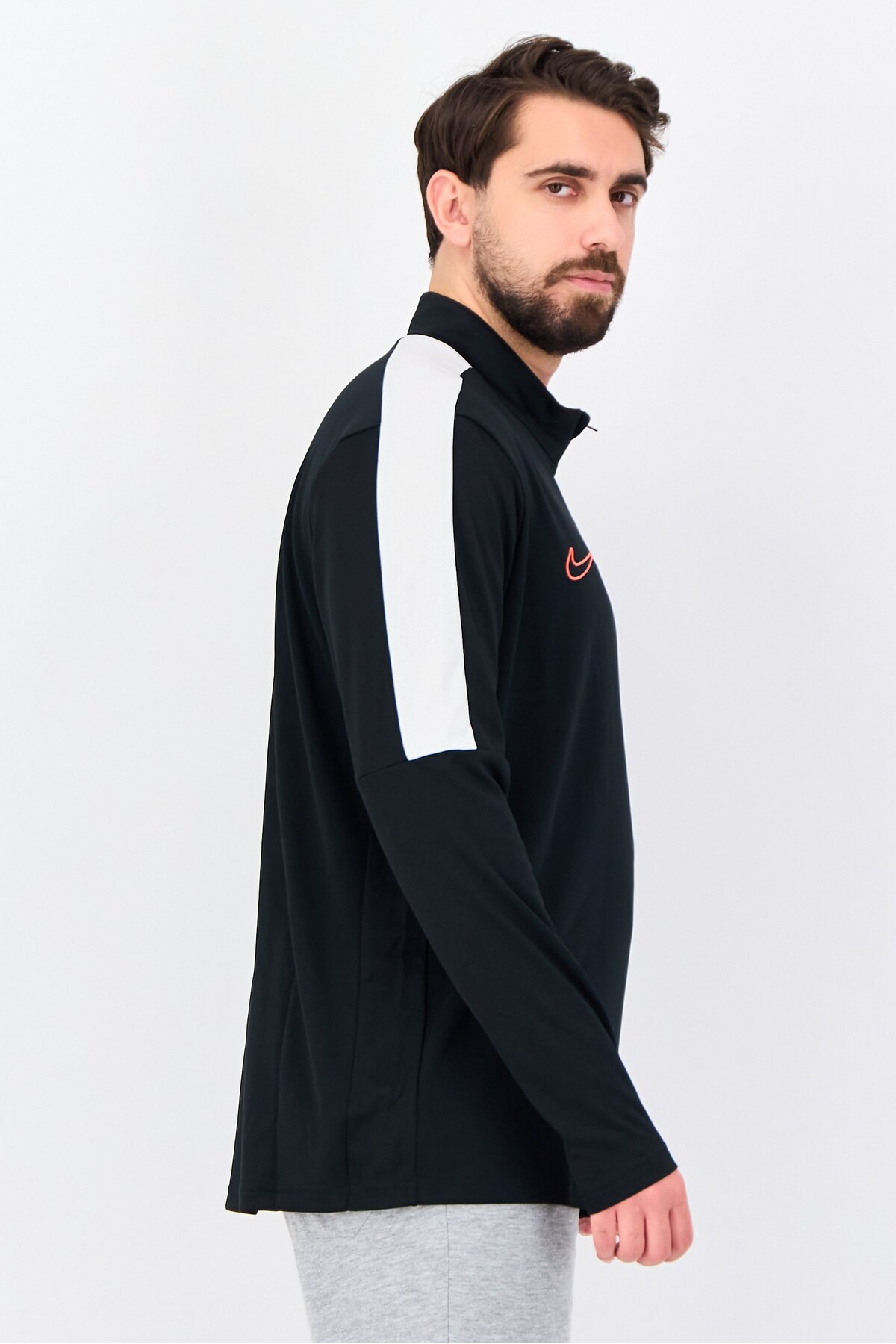 تي شيرت كرة قدم رجالي رياضي بأكمام طويلة، أسود