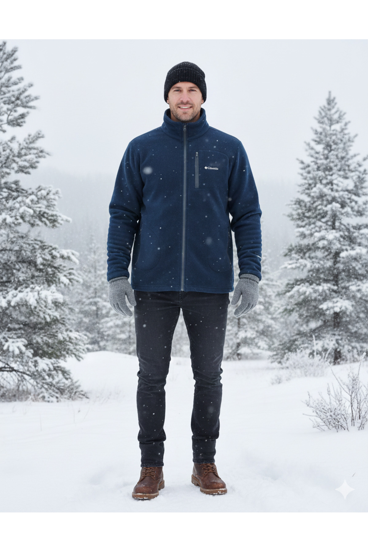 Lila Polar boydan fermuarlı cepli outdoor ceket görsel 2