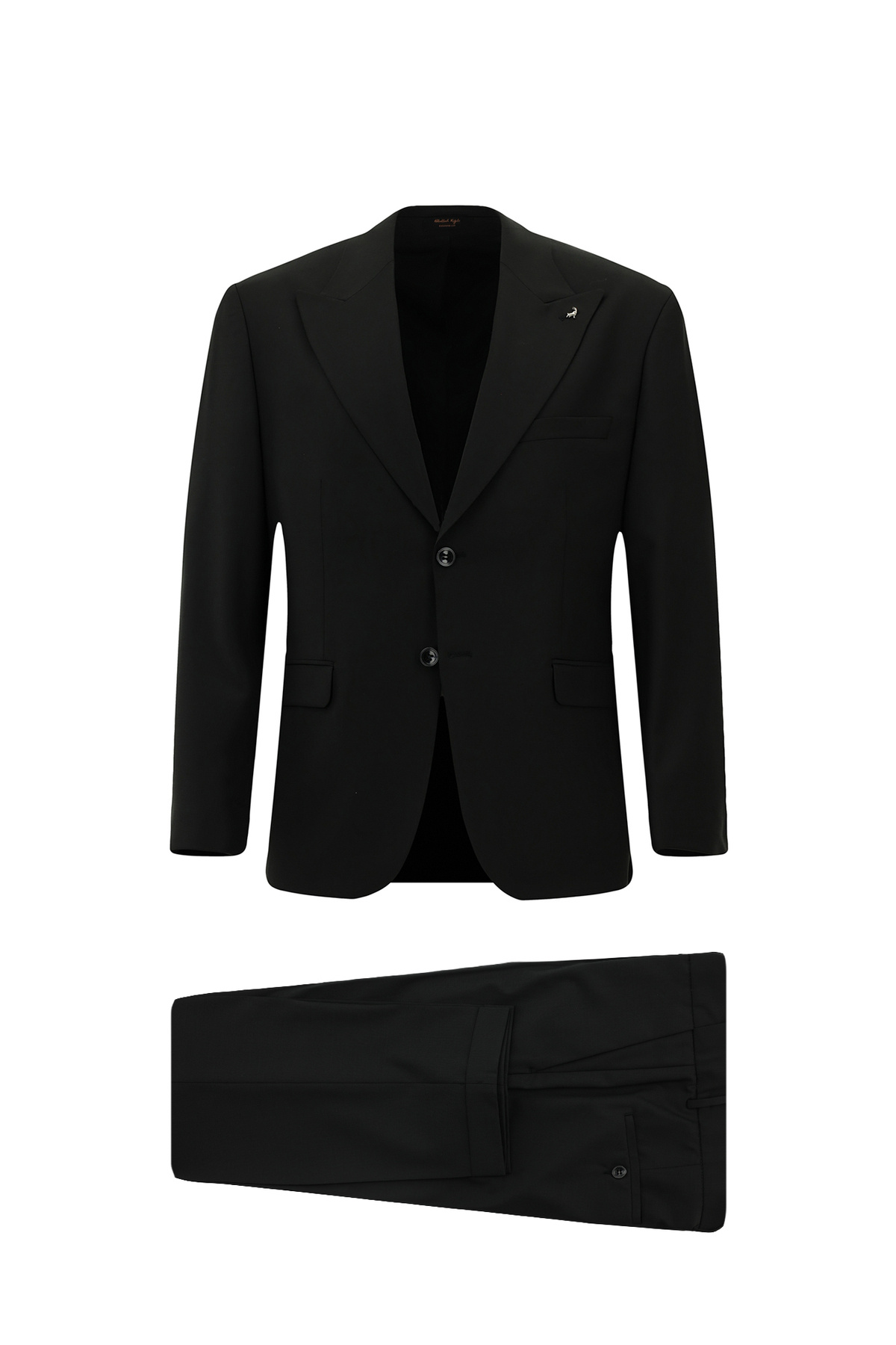 کیگیلی کت و شلوار کلاسیک پشمی ساده، یقه نوک تیز، برش معمولی