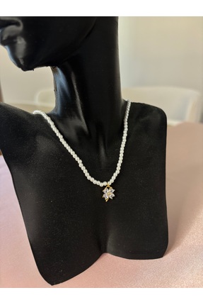 Glamour İncili gold paslanmaz Çelik kolye