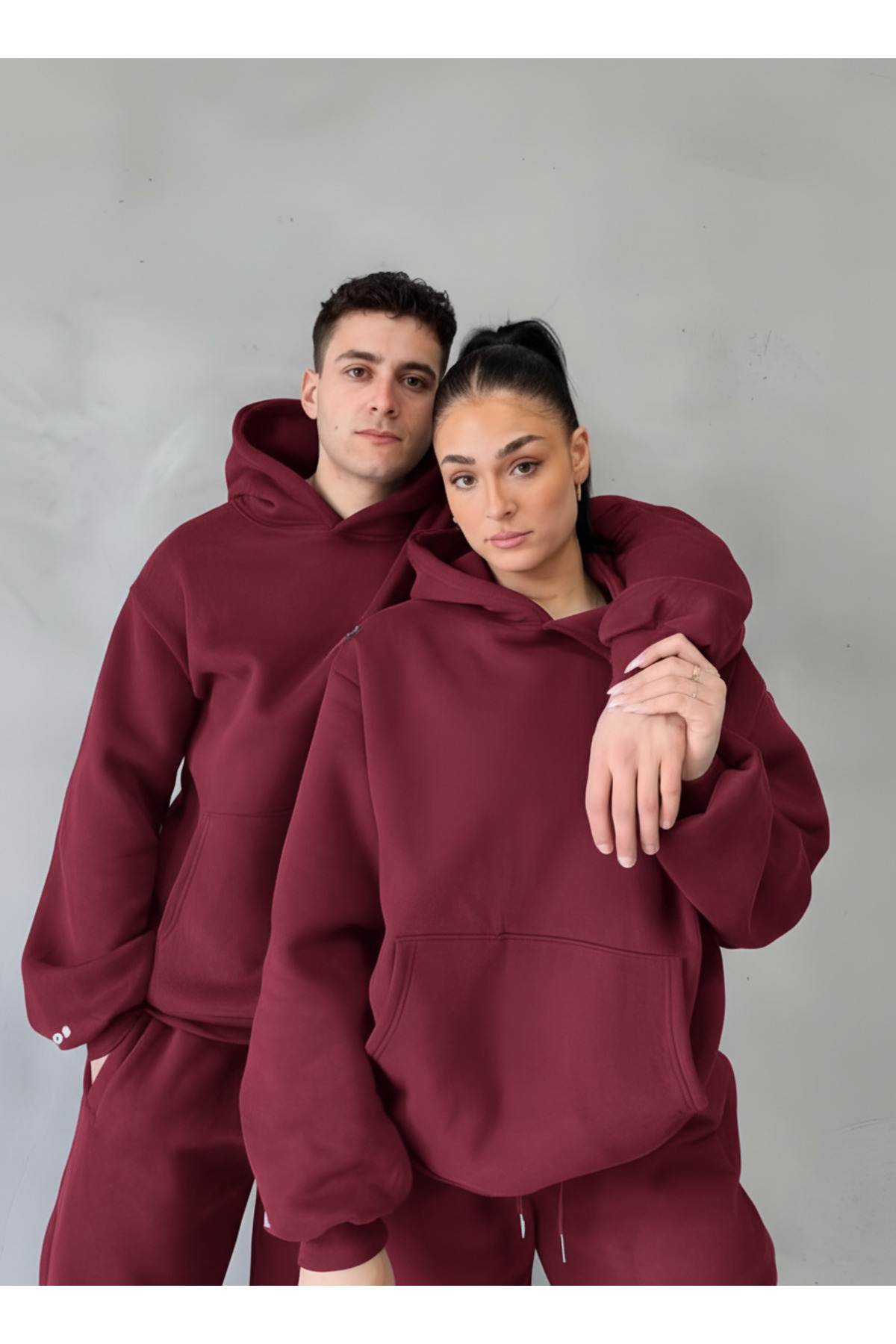 UNISEX ÇİFTLERİN KULLANIMINA UYGUN 3 İPLİK EŞOFMAN TAKIMI (TEKLİ) — زرشکی TYÇETK30 — تصویر 3 از 3