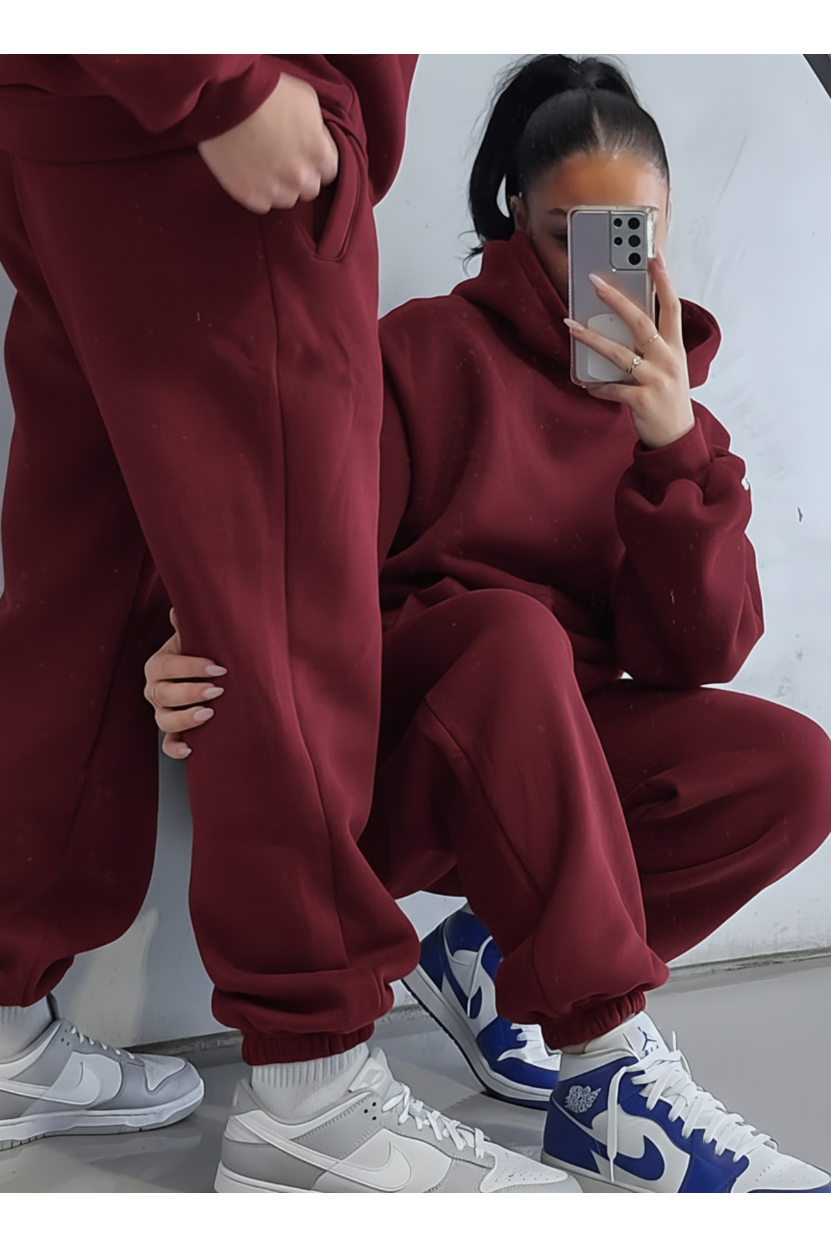 UNISEX ÇİFTLERİN KULLANIMINA UYGUN 3 İPLİK EŞOFMAN TAKIMI (TEKLİ) — زرشکی TYÇETK30 — تصویر 2 از 3