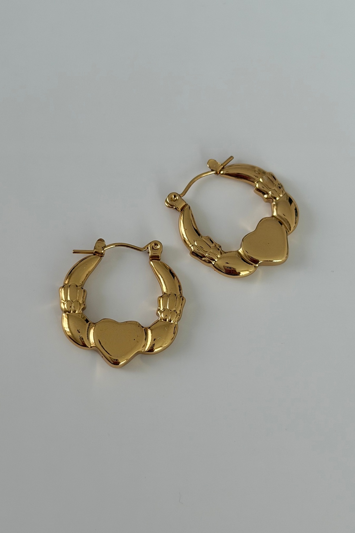 Heart Detailed Steel Gold Earrings