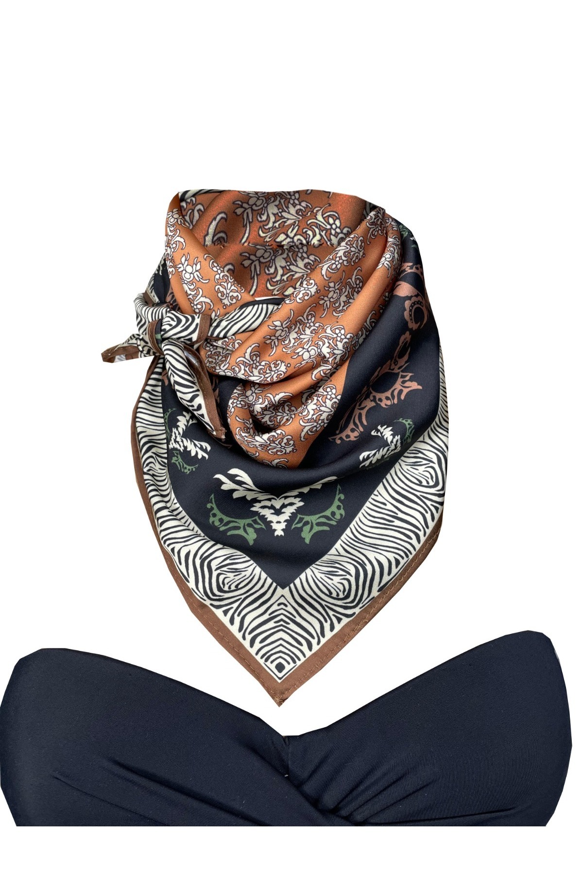 Bolder Scarf Kahve Serisi (zebra) Fular 70*70 cm