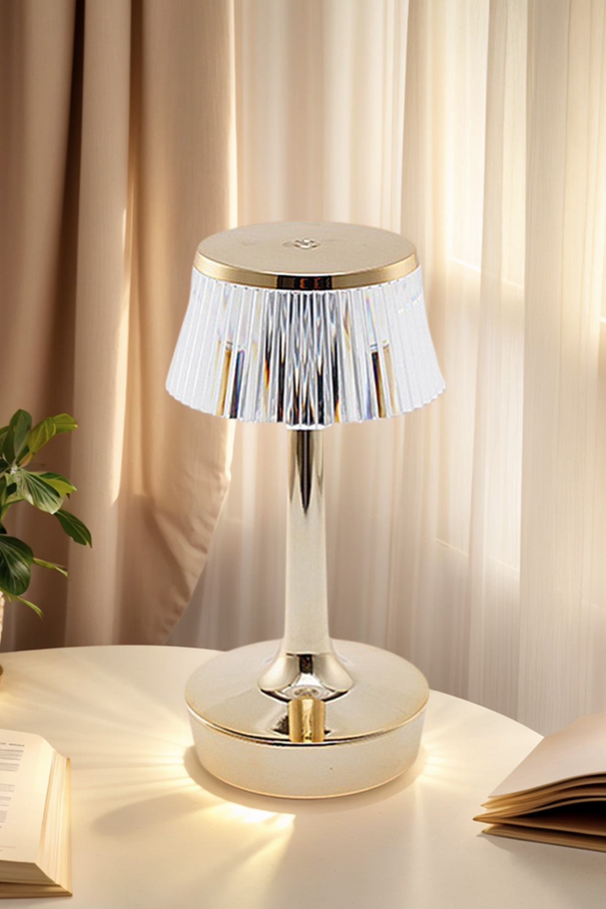 Gold Color Touch Rechargeable Desk Lamp 3 Light Modes, Type-C, Dimmable