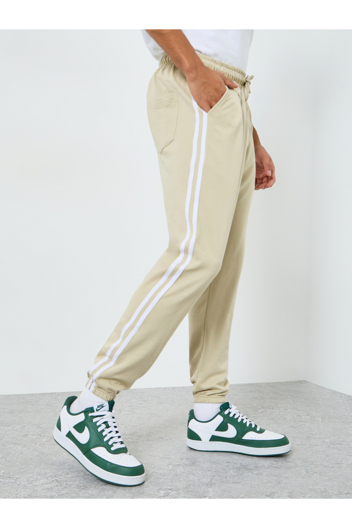 Styli Men Slim Fit Terry Joggers with Side Taping