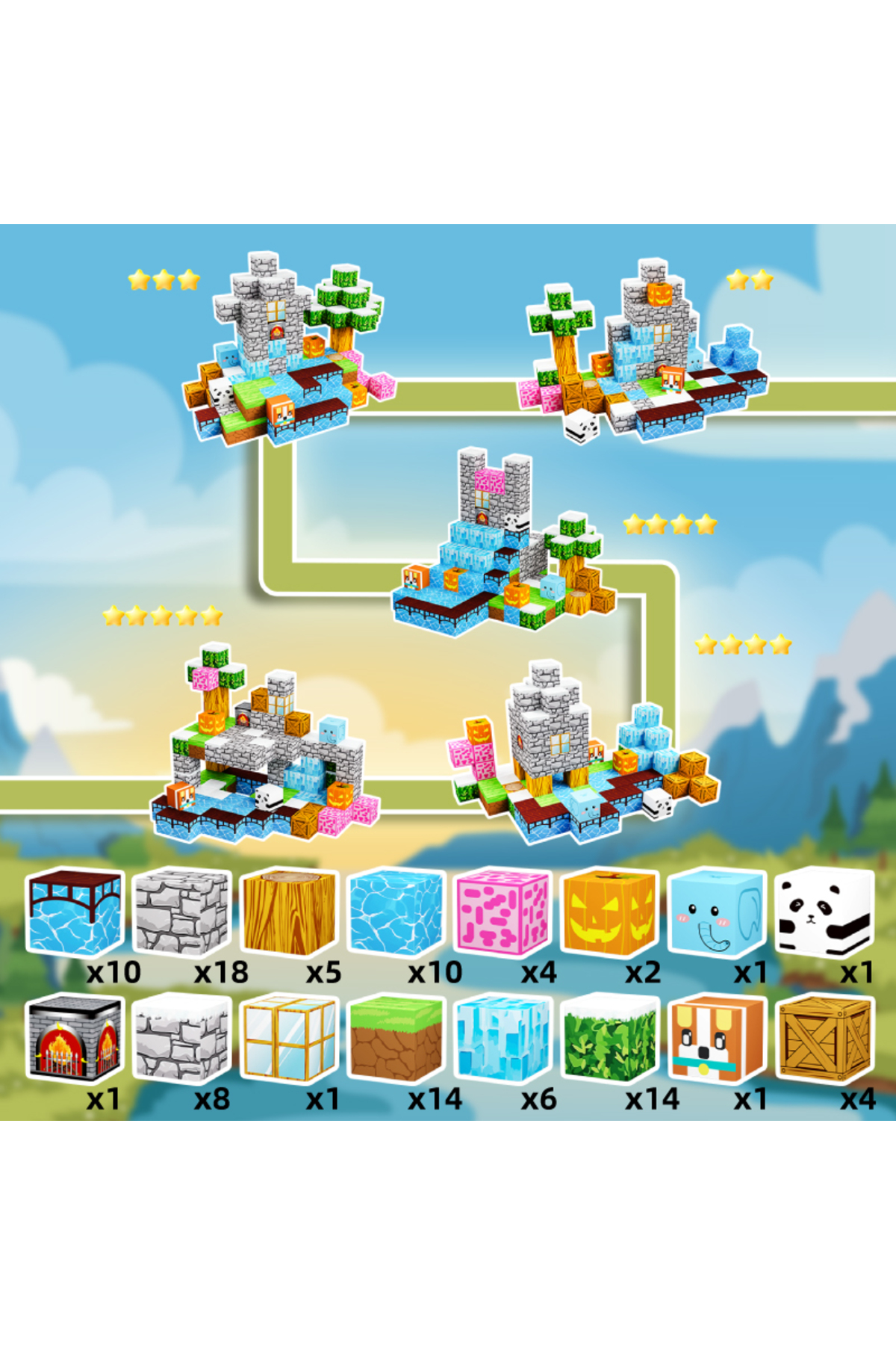 cixingjimu ۱۰۰ عدد (888-37) پازل با تم قلعه برای پسران و دختران ۳ تا ۶ ساله، آموزشی برای کودکان