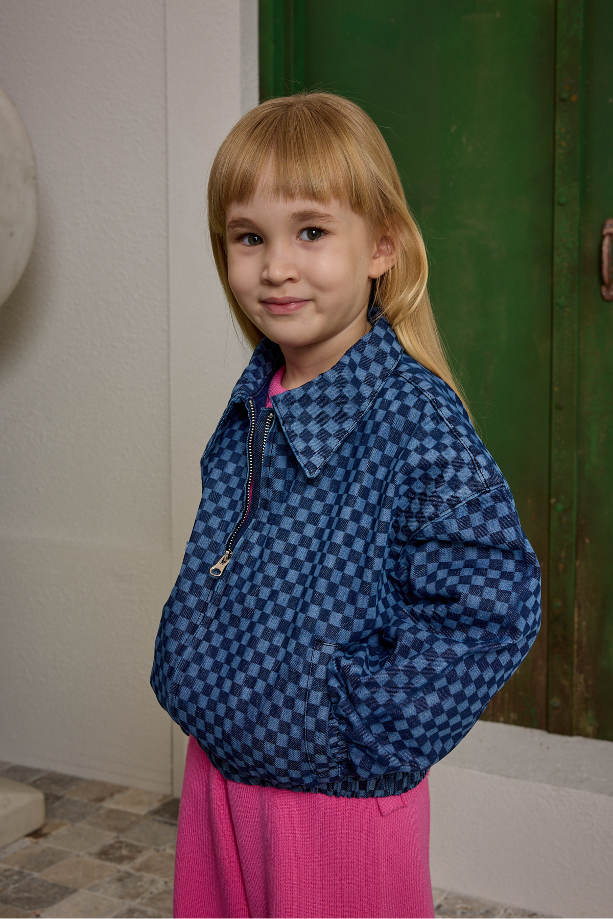 Fahhar Kids Damalı Bomber Denim Ceket Koyu Mavi fotoğrafı 2 (önizleme)