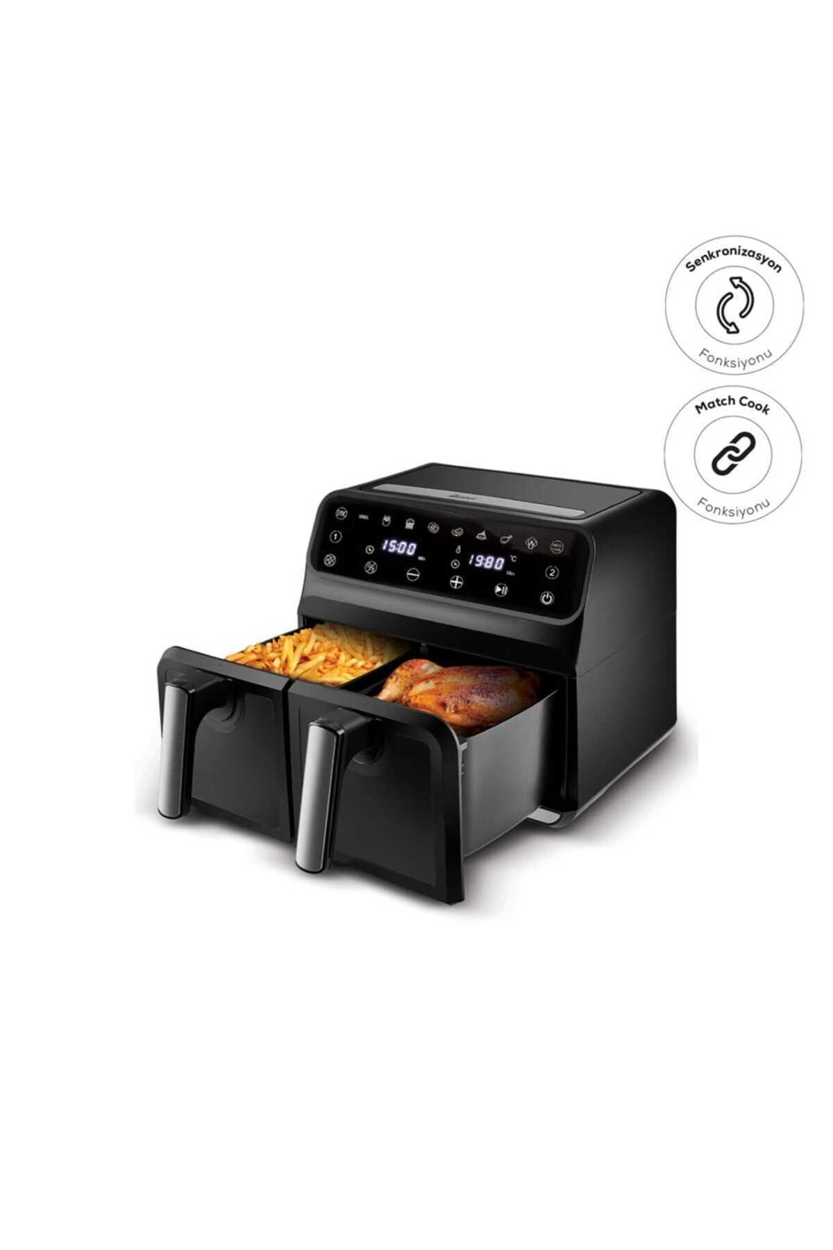 ozbience Çift Hazneli Dijital Airfryer, 4+4L, Multifry XXXL, Sağlıklı ve Hızlı Pişirme