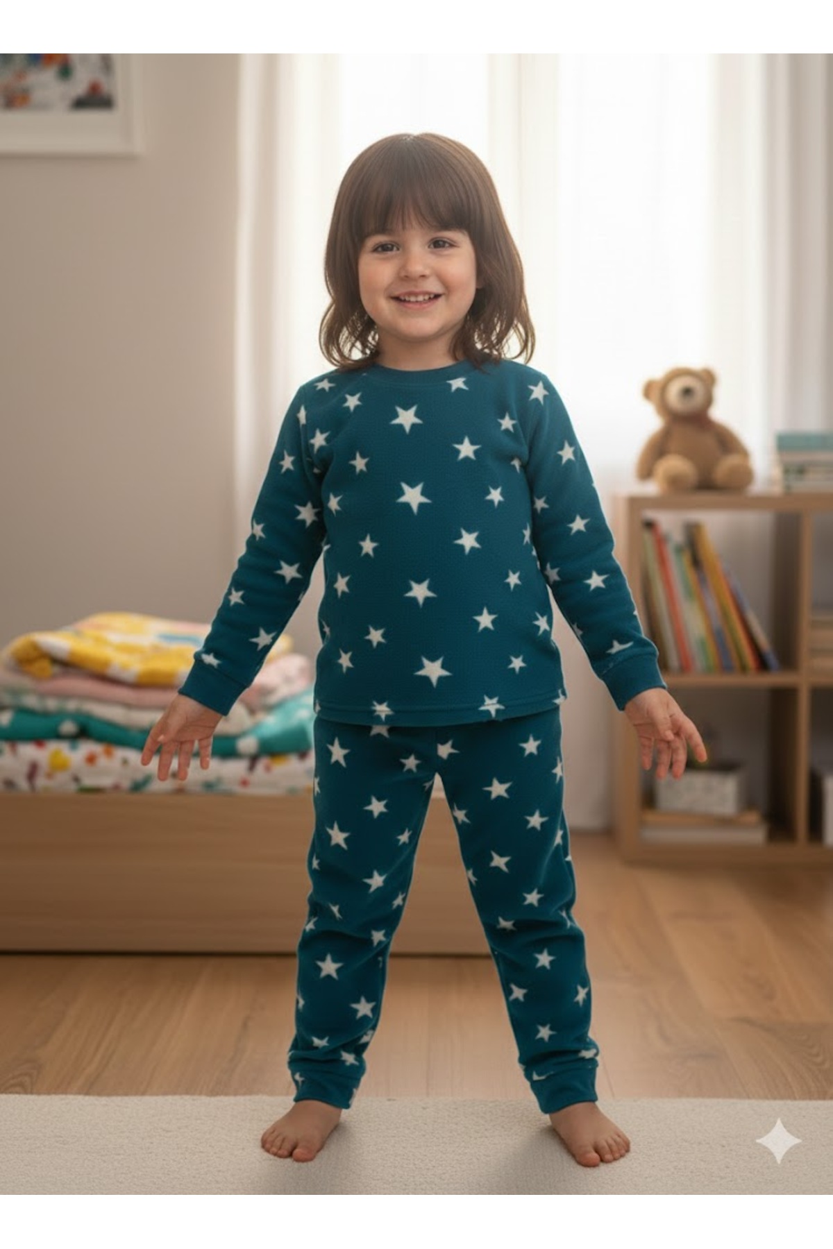 sleeproom Yıldızlı Tıraşlı Polar Çocuk Pijama Takım fotoğrafı 2 (önizleme)