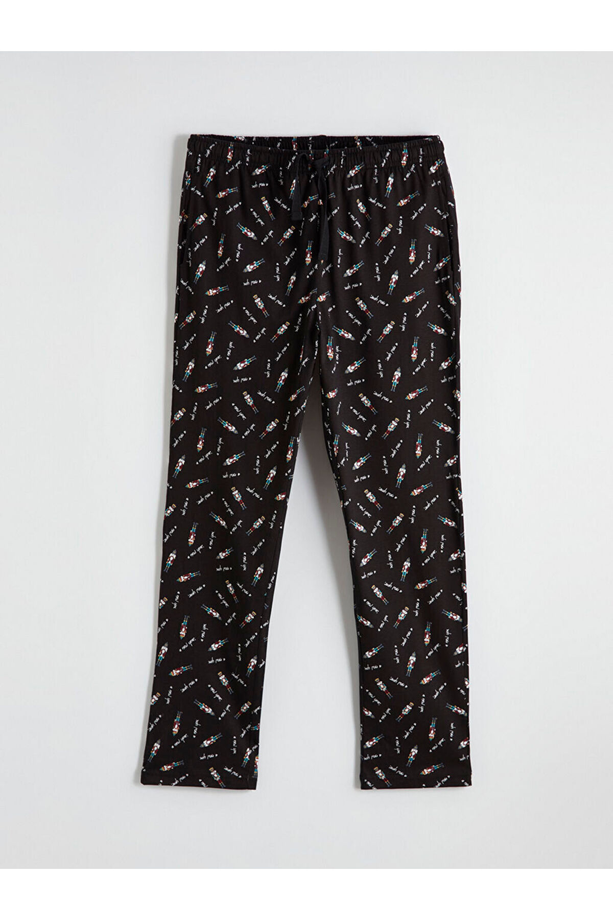 LC Waikiki MG TREND'EN Yeşil Standart Kalıp Yılbaşı Temalı Erkek Pijama Takımı görsel 4