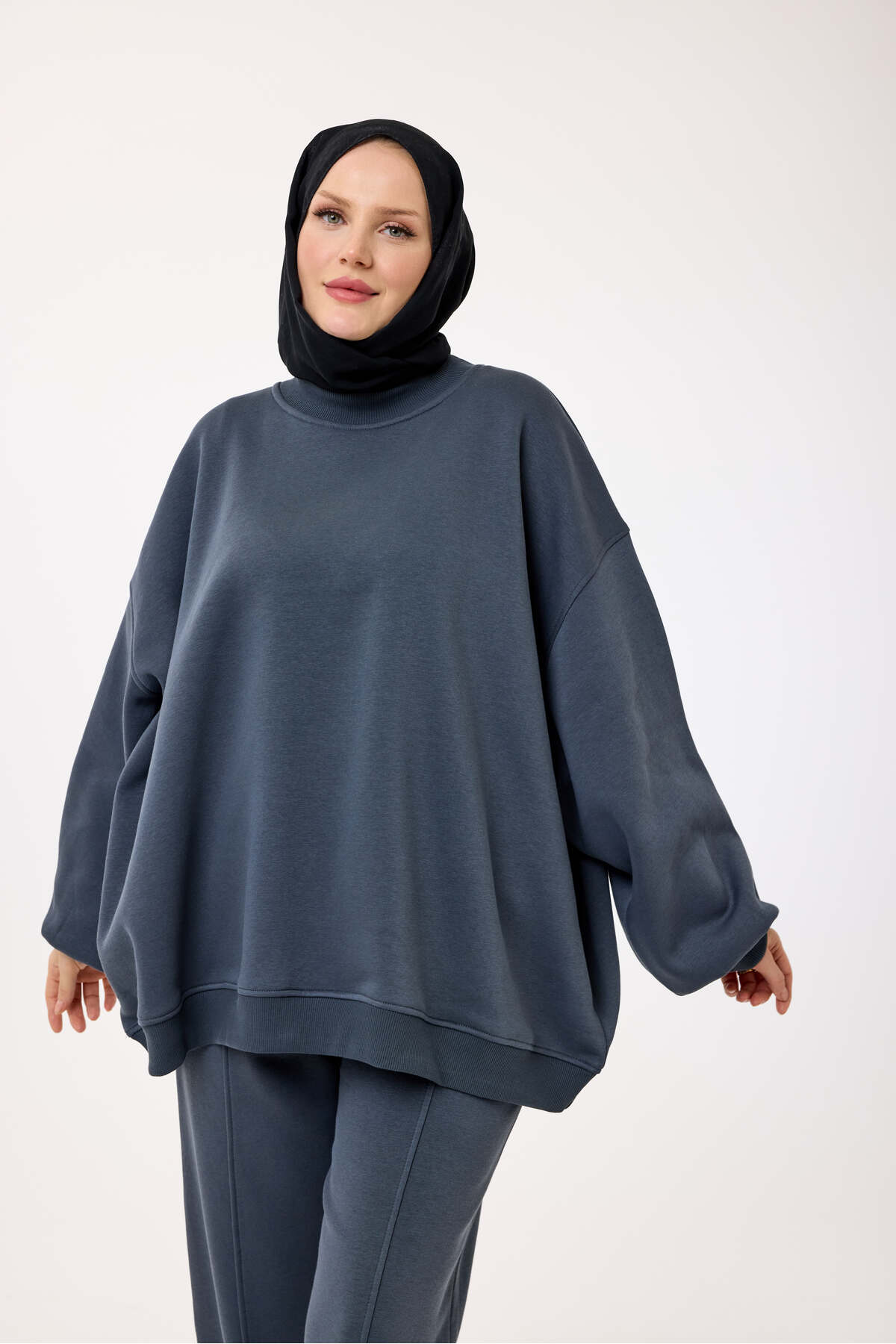 My City 5334 - 3 İplik Şardonlu Salaş Basic Kadın Sweatshirt görsel 3