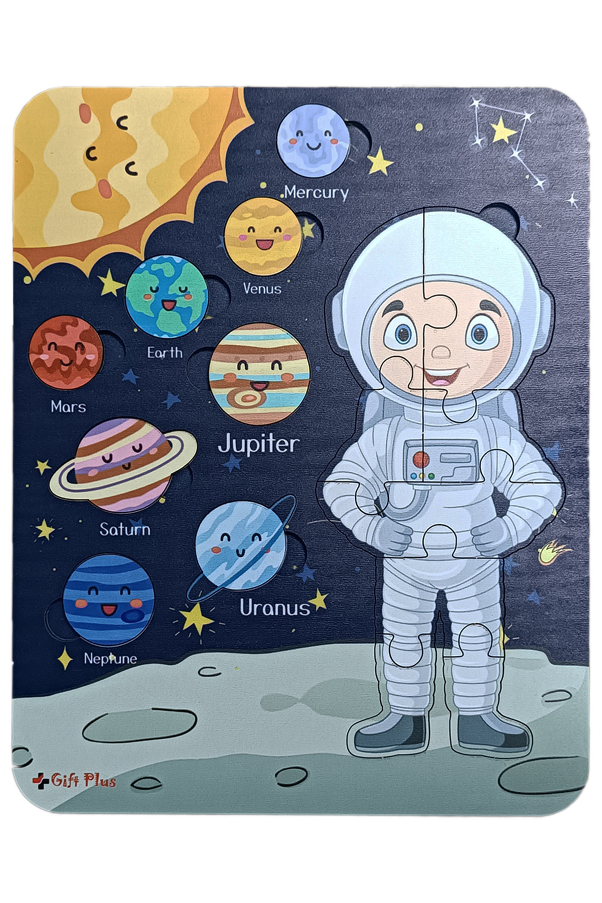 پازل چوبی منظومه شمسی و فضانورد – پازل آموزشی سیارات