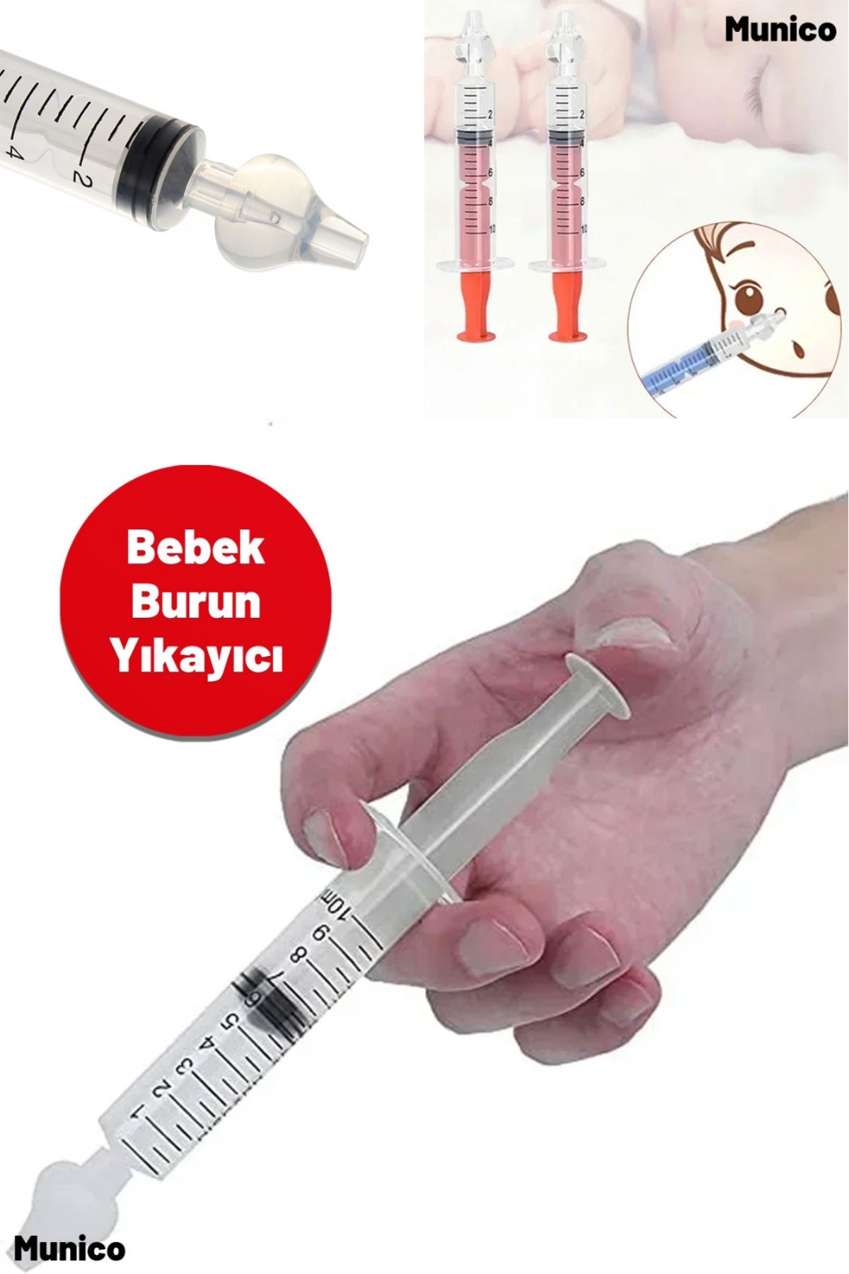 Munico Nazal Temizlik Şırıngası – 10 ml Kapasiteli, Manuel Kontrol, Yeniden Kullanılabilir Burun Açıcı fotoğrafı 6 (önizleme)