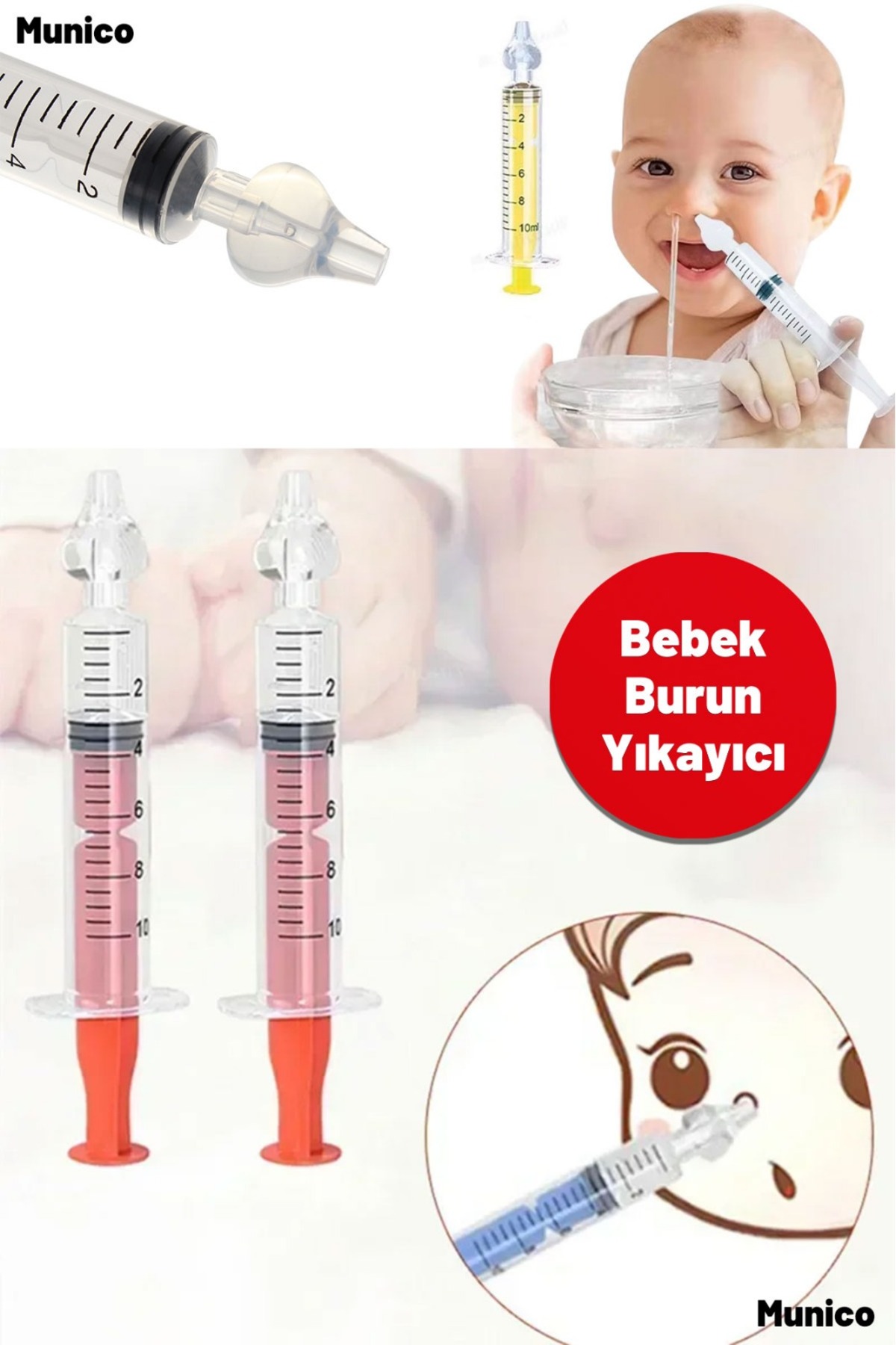 Munico Nazal Temizlik Şırıngası – 10 ml Kapasiteli, Manuel Kontrol, Yeniden Kullanılabilir Burun Açıcı fotoğrafı 4 (önizleme)