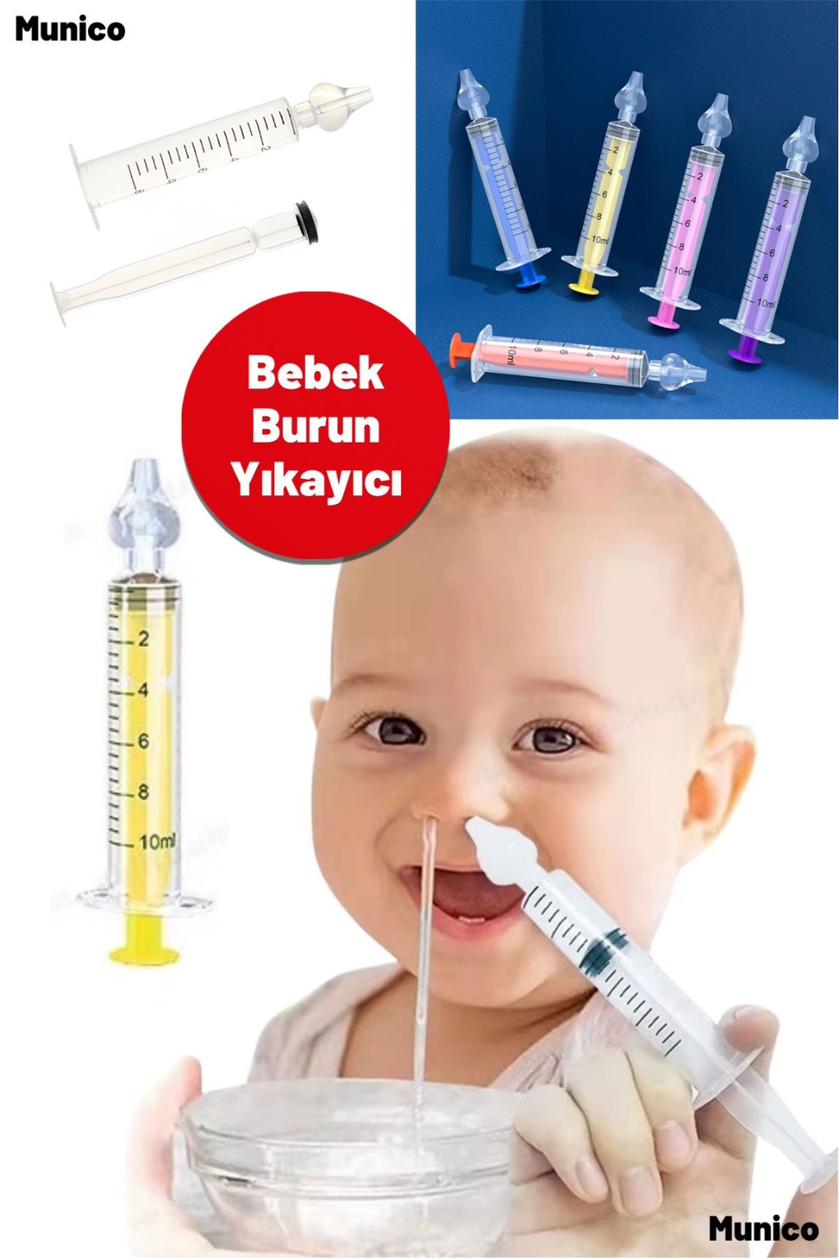 Munico Nazal Temizlik Şırıngası – 10 ml Kapasiteli, Manuel Kontrol, Yeniden Kullanılabilir Burun Açıcı fotoğrafı 2 (önizleme)