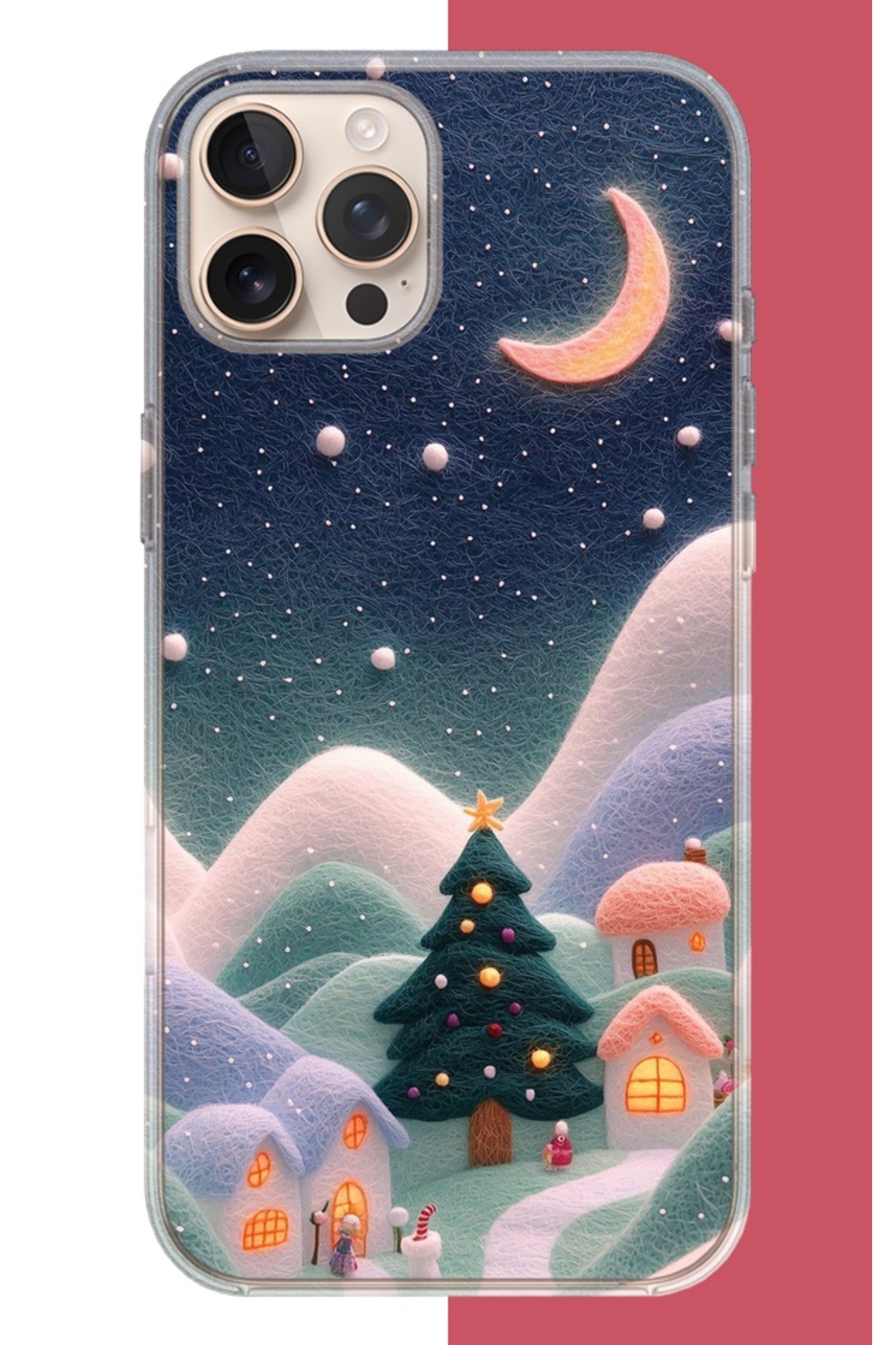 Iphone 16 Pro Max Compatible Fluffy Snow Patterned Silicone Case