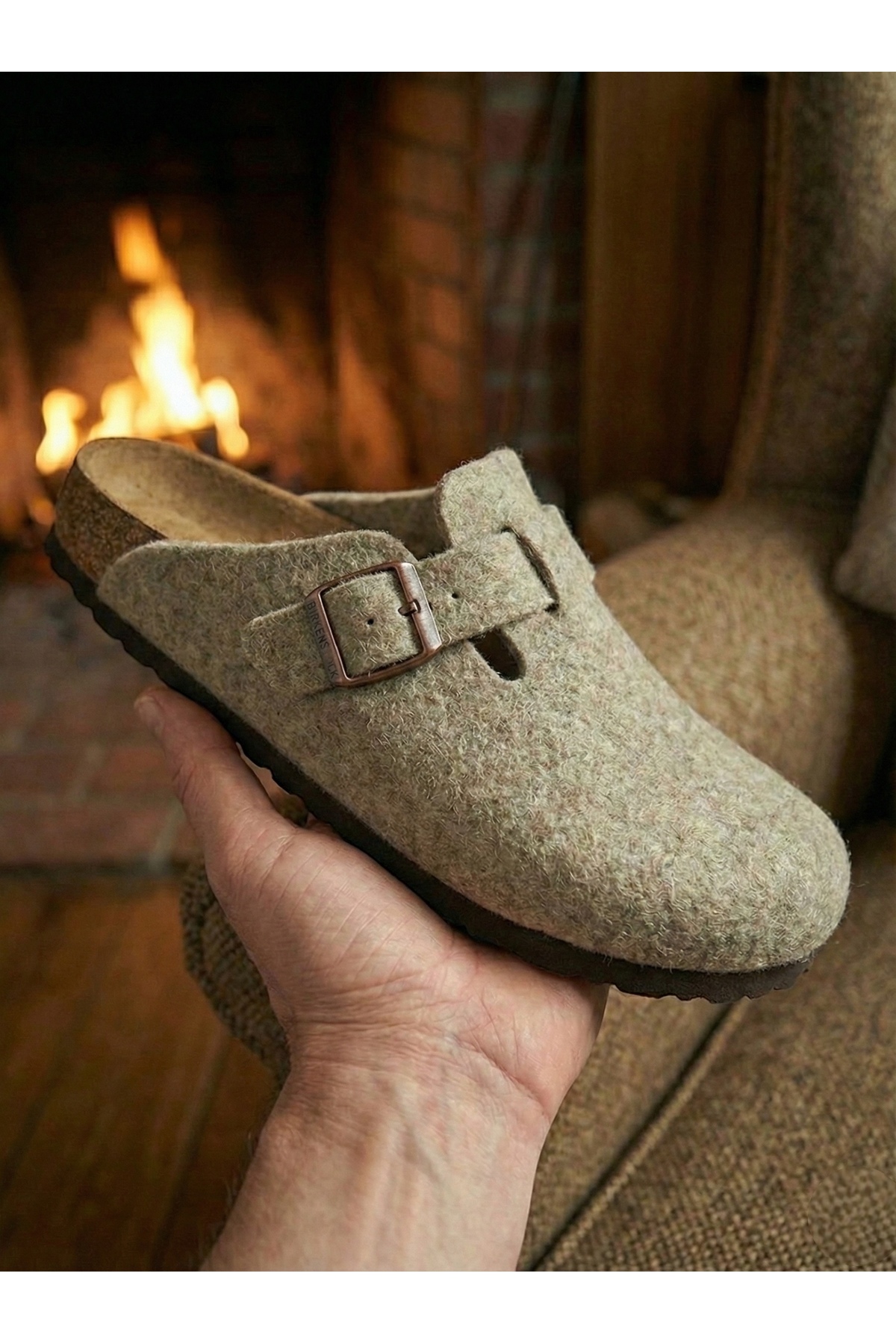 کفش‌های خانگی سابو از نمد پشمی اصل، بسته – کفی طبی از چوب‌پنبه‌ی ارتوپدیک، مناسب برای خانم‌ها و آقایان