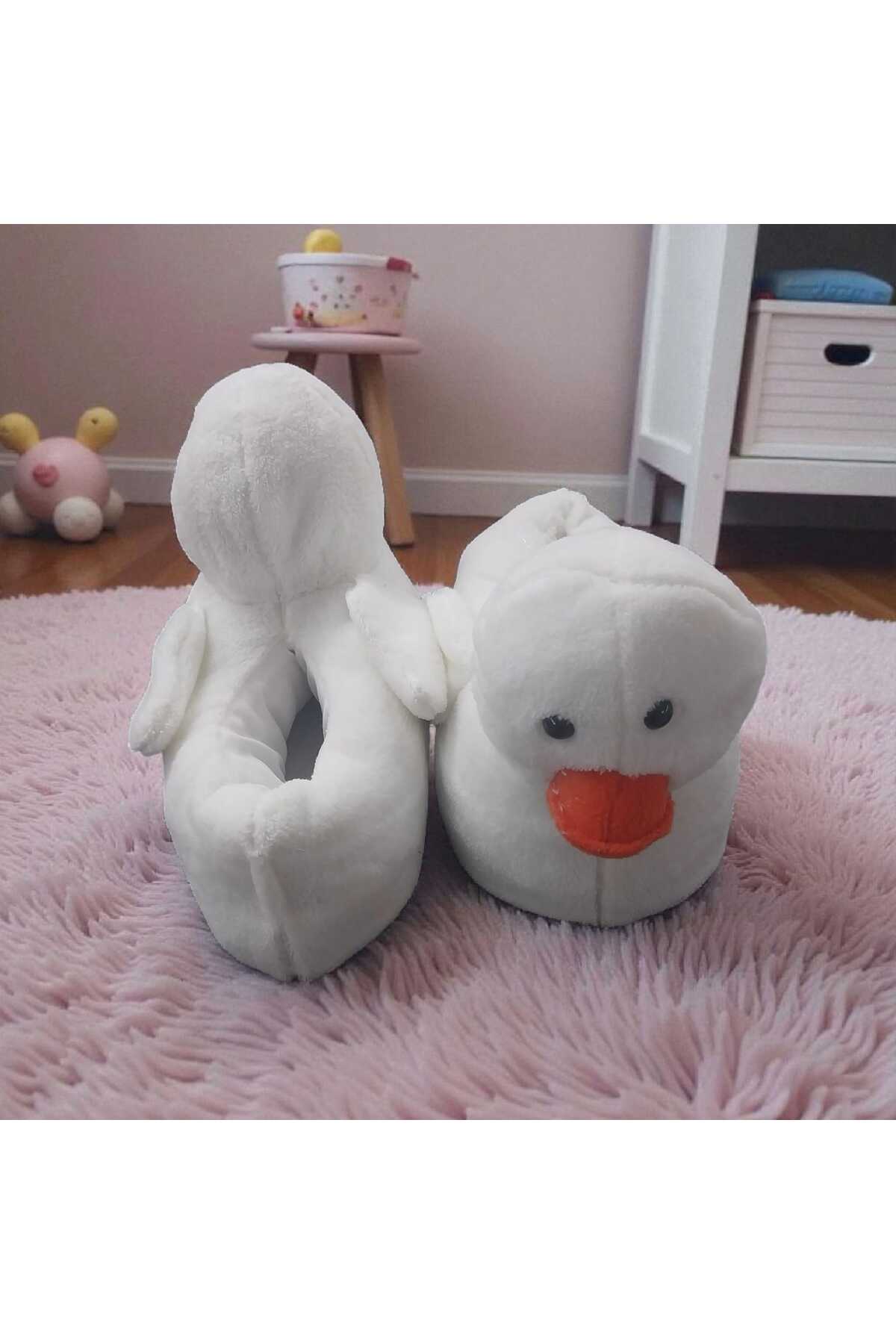 Migenty Sevimli Pembe Peluş Ördek kaymaz Taban Kadın Sıcak Tutan Ev Pandufu görsel 2