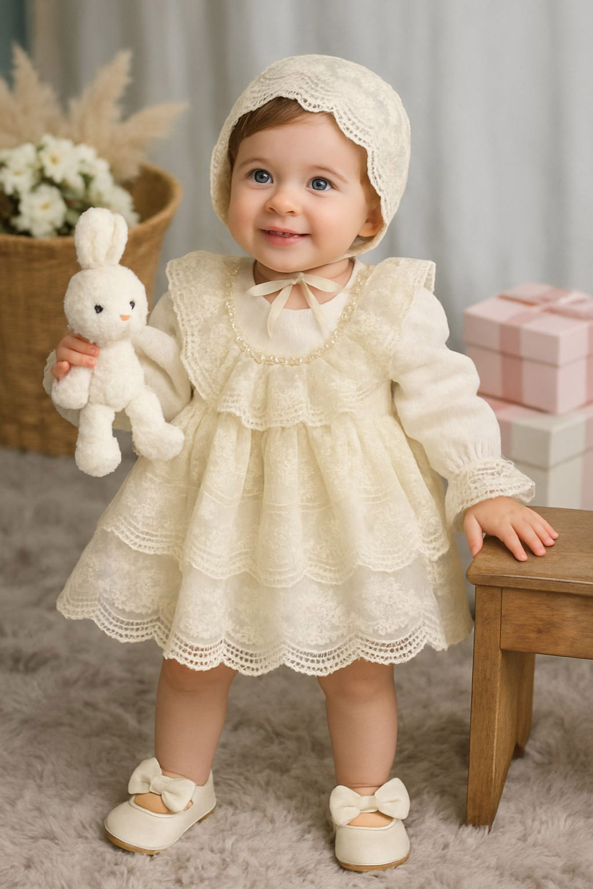 Dizaynbyasena Kız Bebek Dantel Mevlüt Elbisesi Özel Gün Doğum Günü Kıyafeti 0-24 Ay fotoğrafı 4 (önizleme)