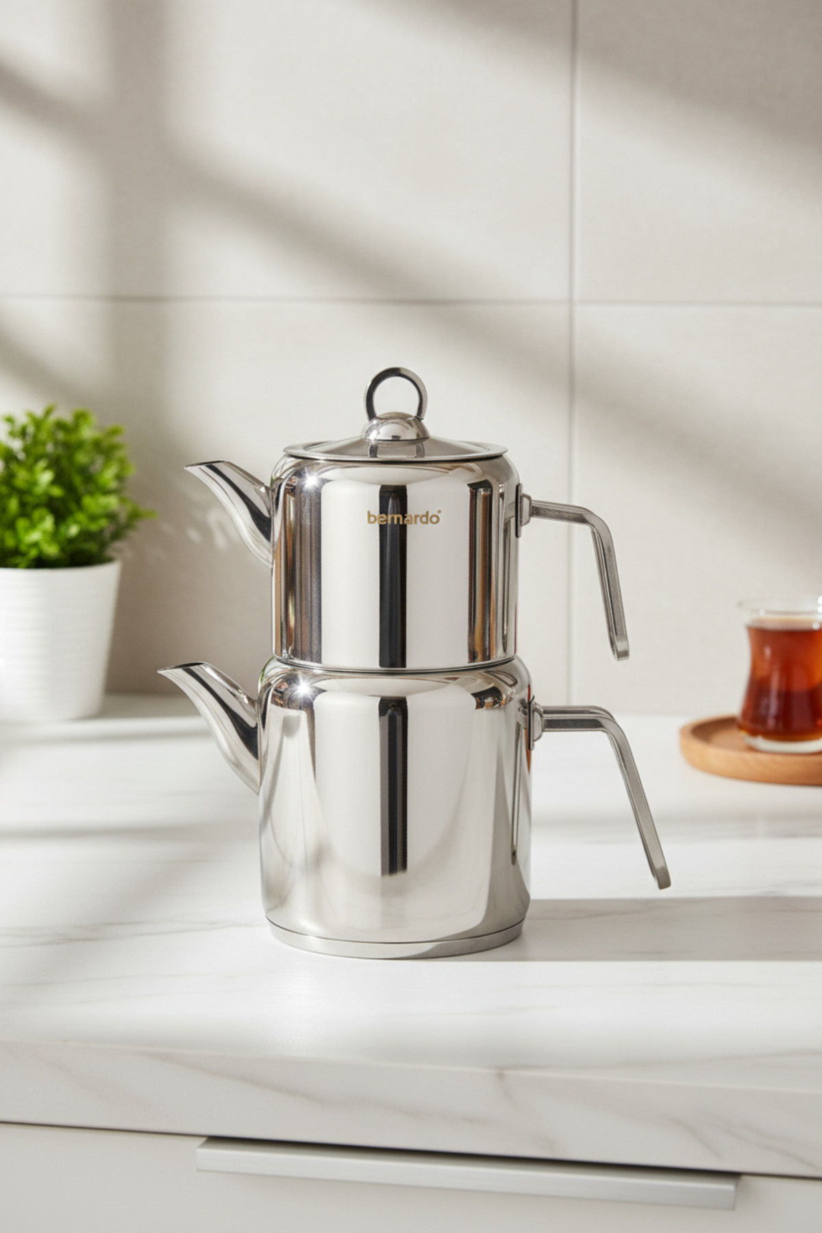 Bernardo Vellora Çelik Orta Boy Çaydanlık Takımı