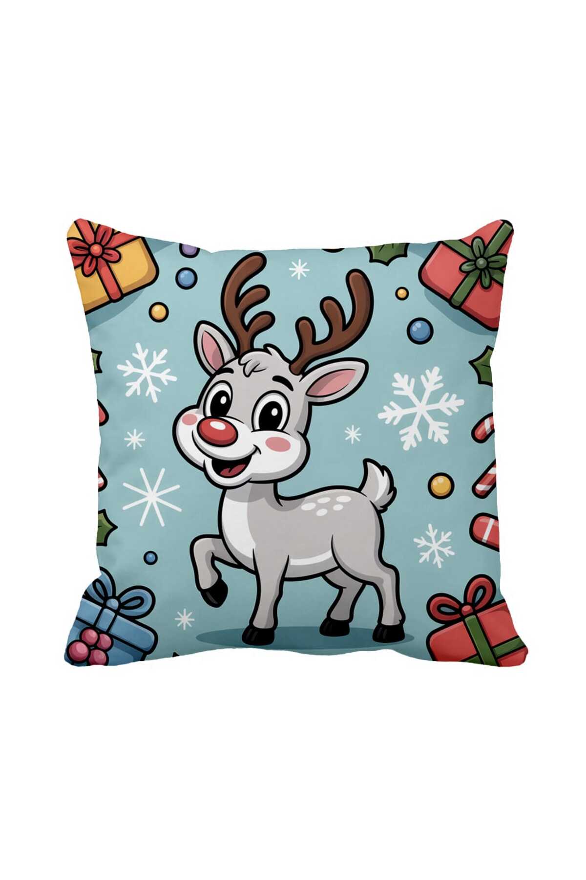 Cute Christmas Deer Pillowcase- Christmas Snowflake Pillow 43 x 43 cm Suede