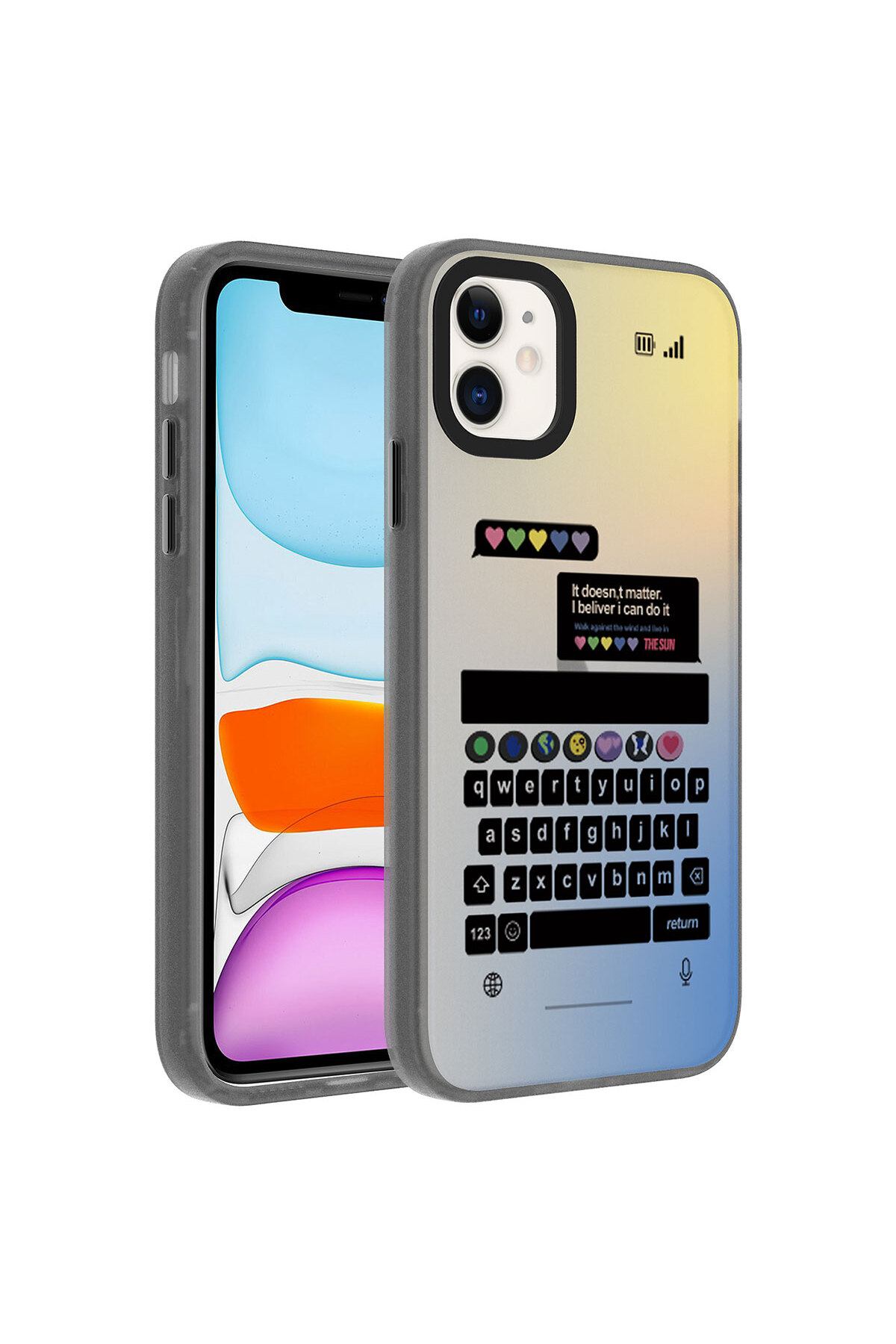 iPhone 11 Uyumlu Desenli SNEL Dragon Sert Kılıf-Klavye
